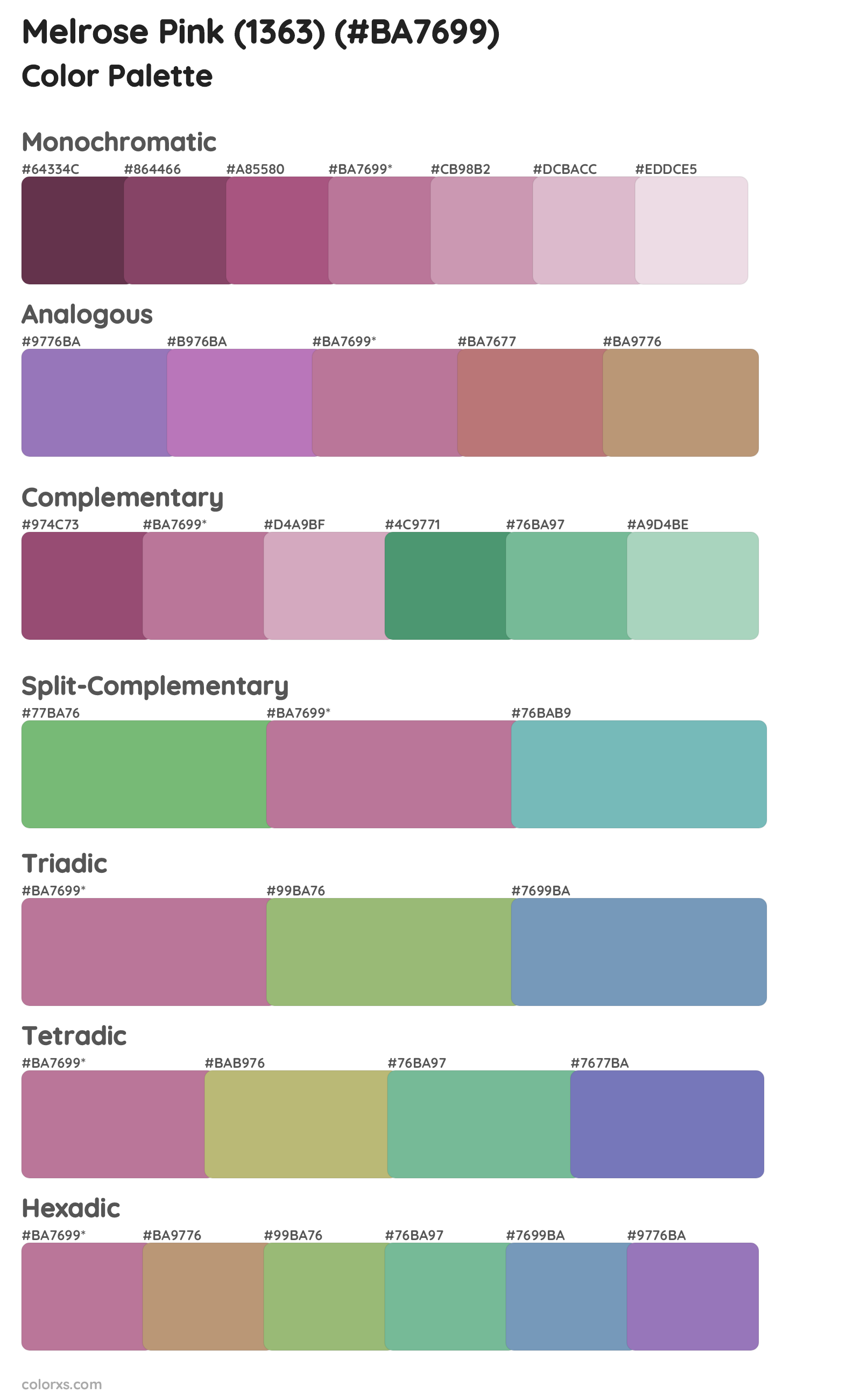 Melrose Pink (1363) Color Scheme Palettes