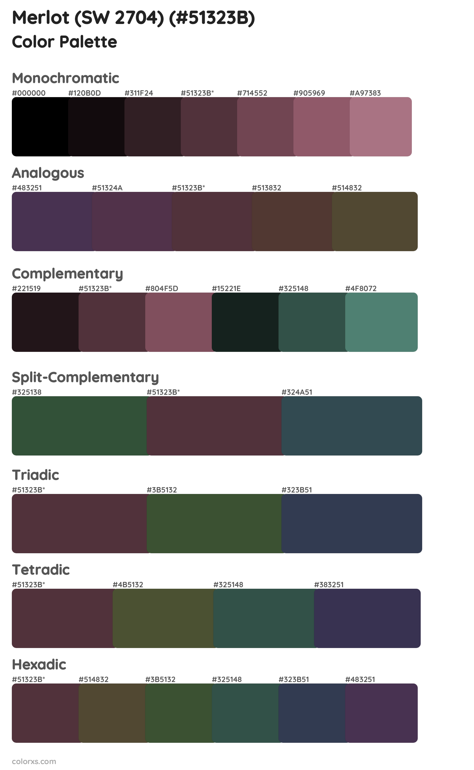Merlot (SW 2704) Color Scheme Palettes