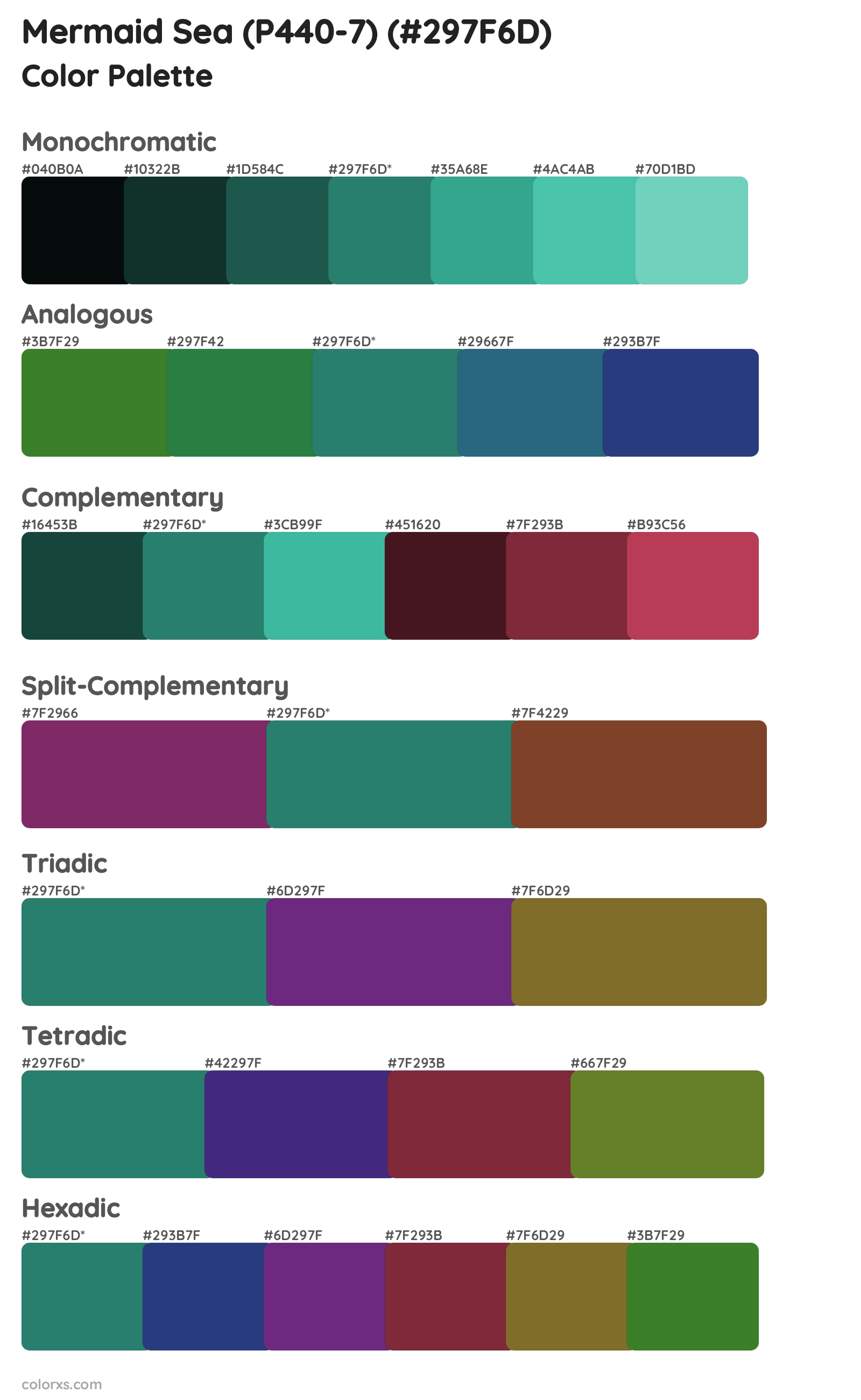 Mermaid Sea (P440-7) Color Scheme Palettes