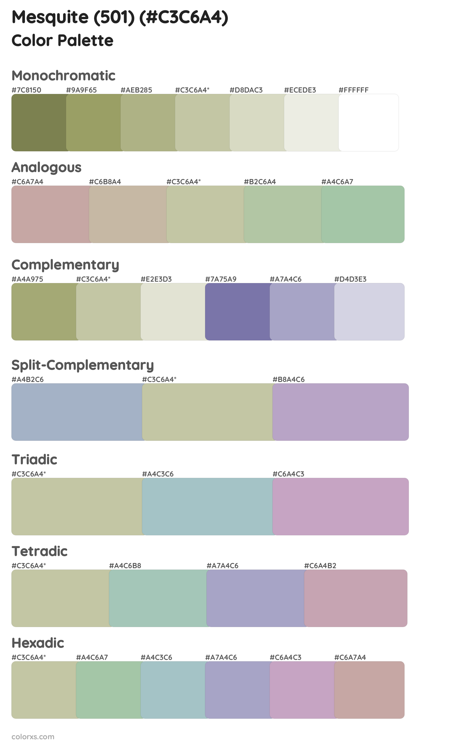 Mesquite (501) Color Scheme Palettes