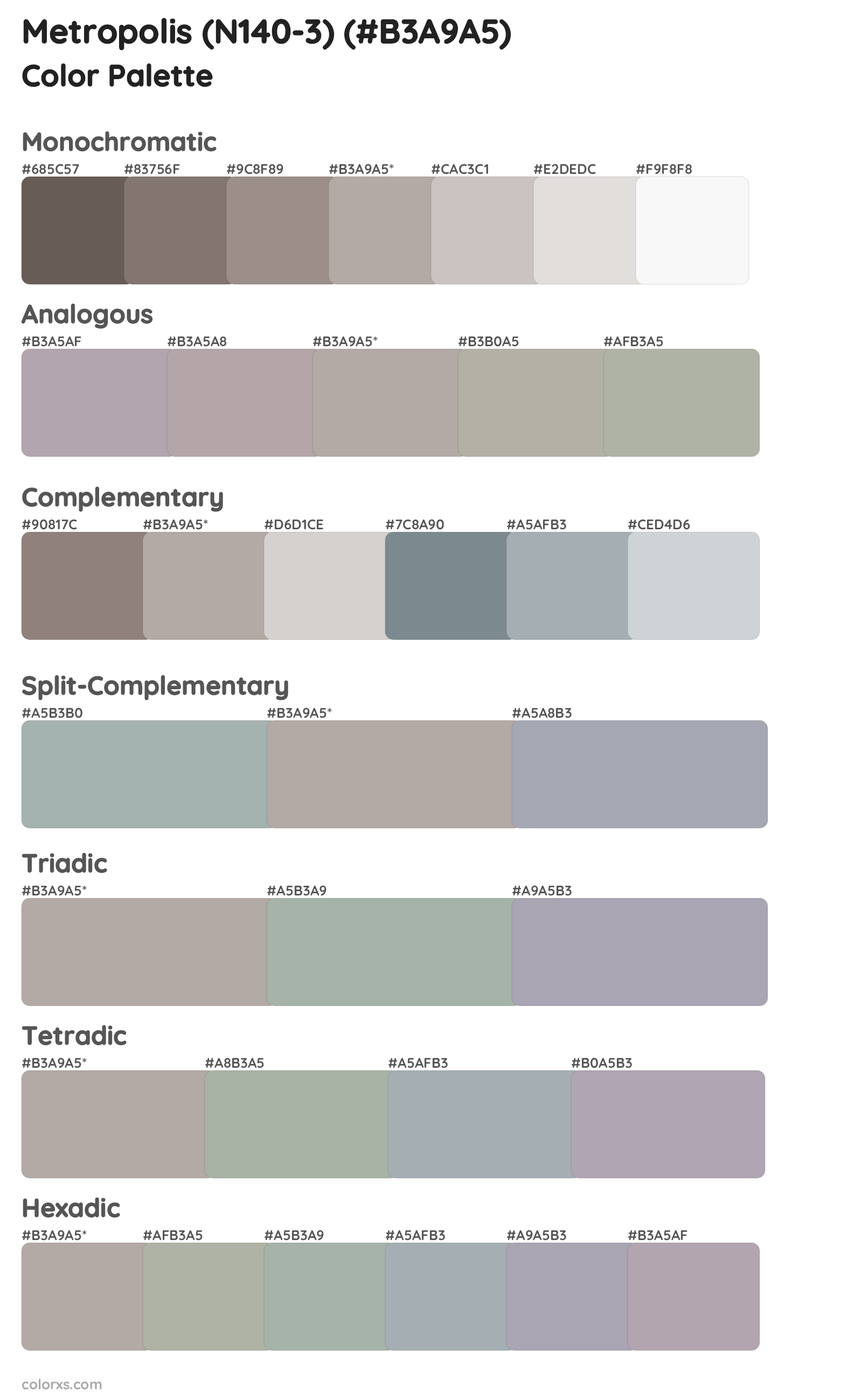 Metropolis (N140-3) Color Scheme Palettes