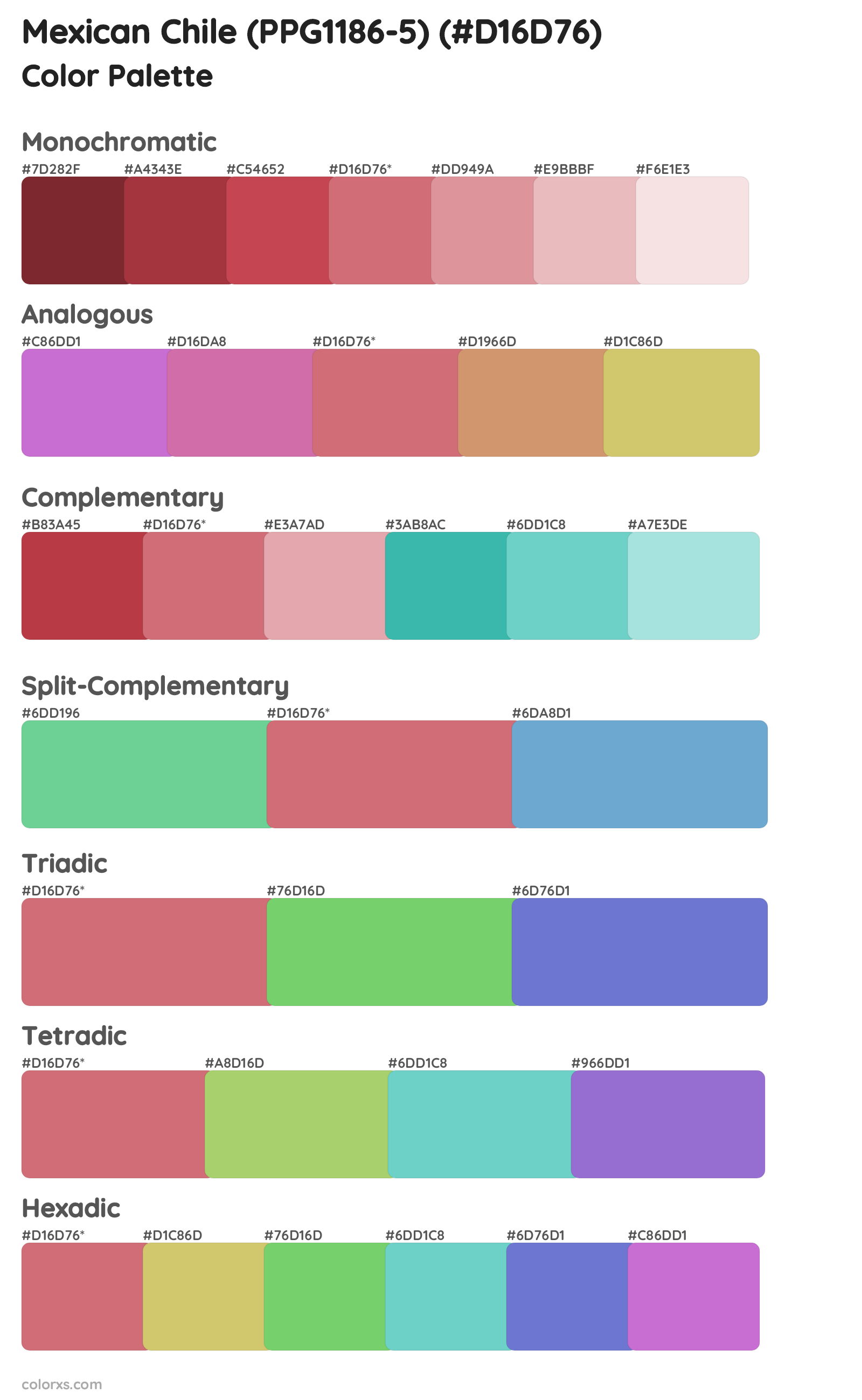 Mexican Chile (PPG1186-5) Color Scheme Palettes