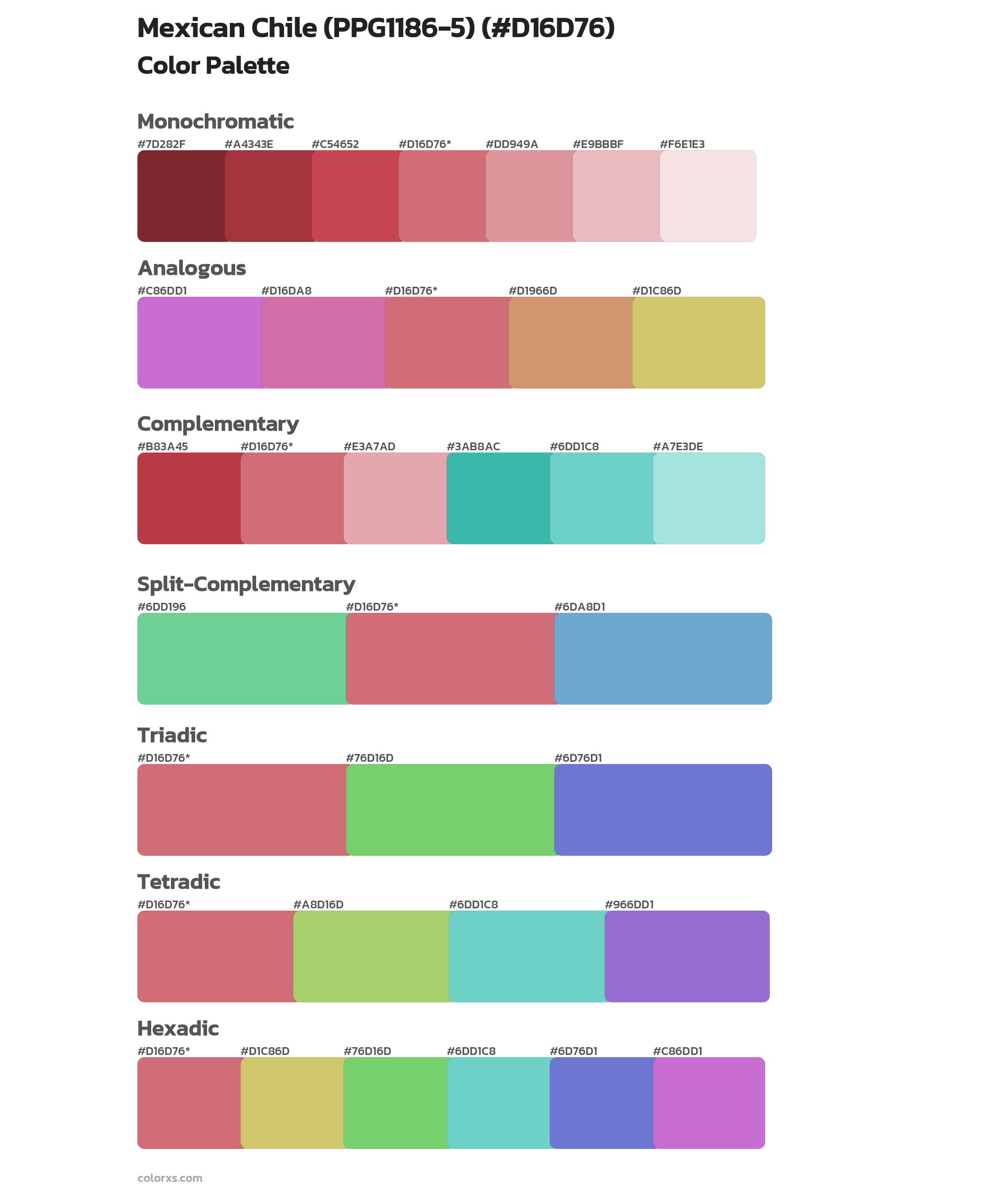 Mexican Chile (PPG1186-5) Color Scheme Palettes