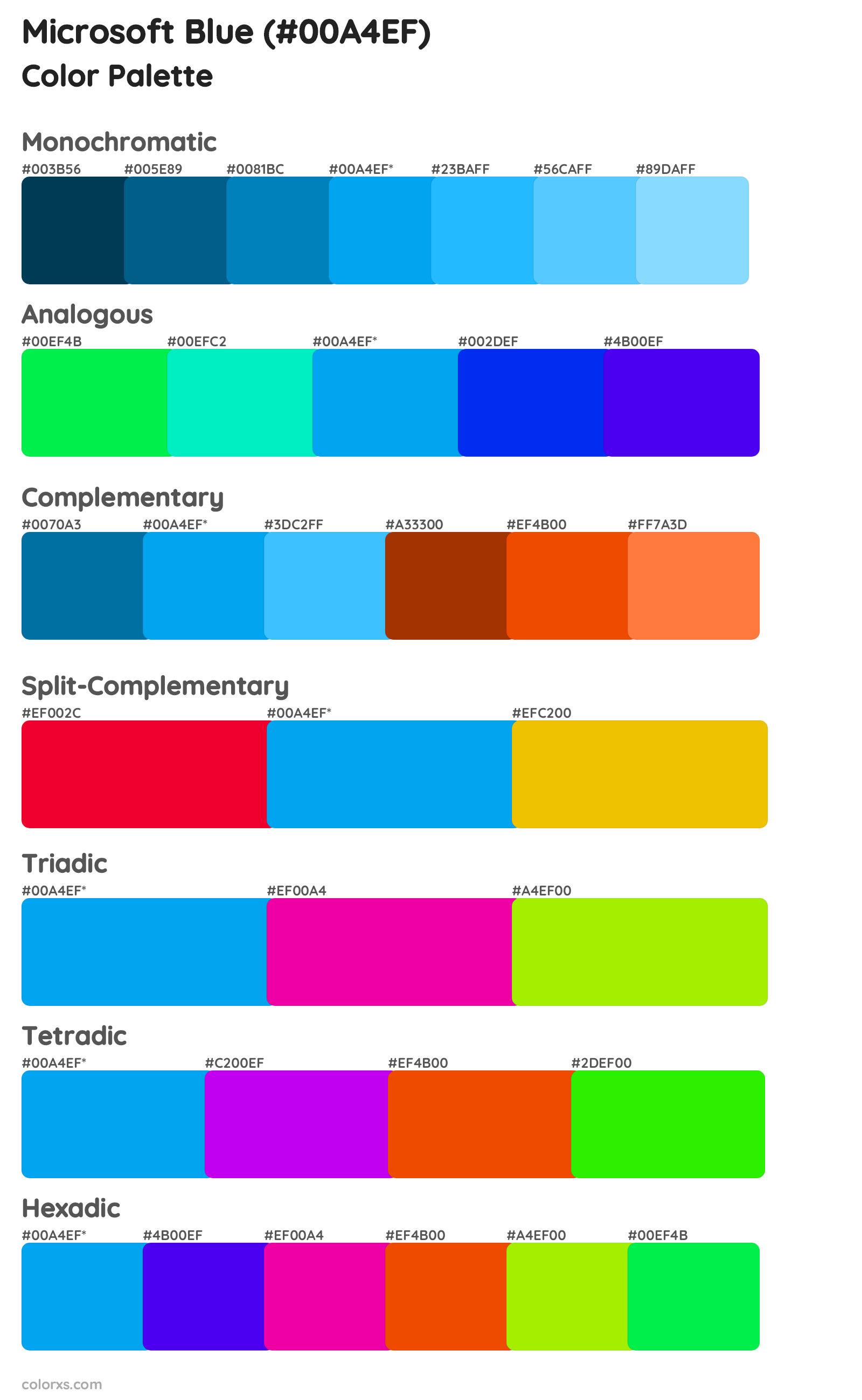 Microsoft Blue Color Scheme Palettes