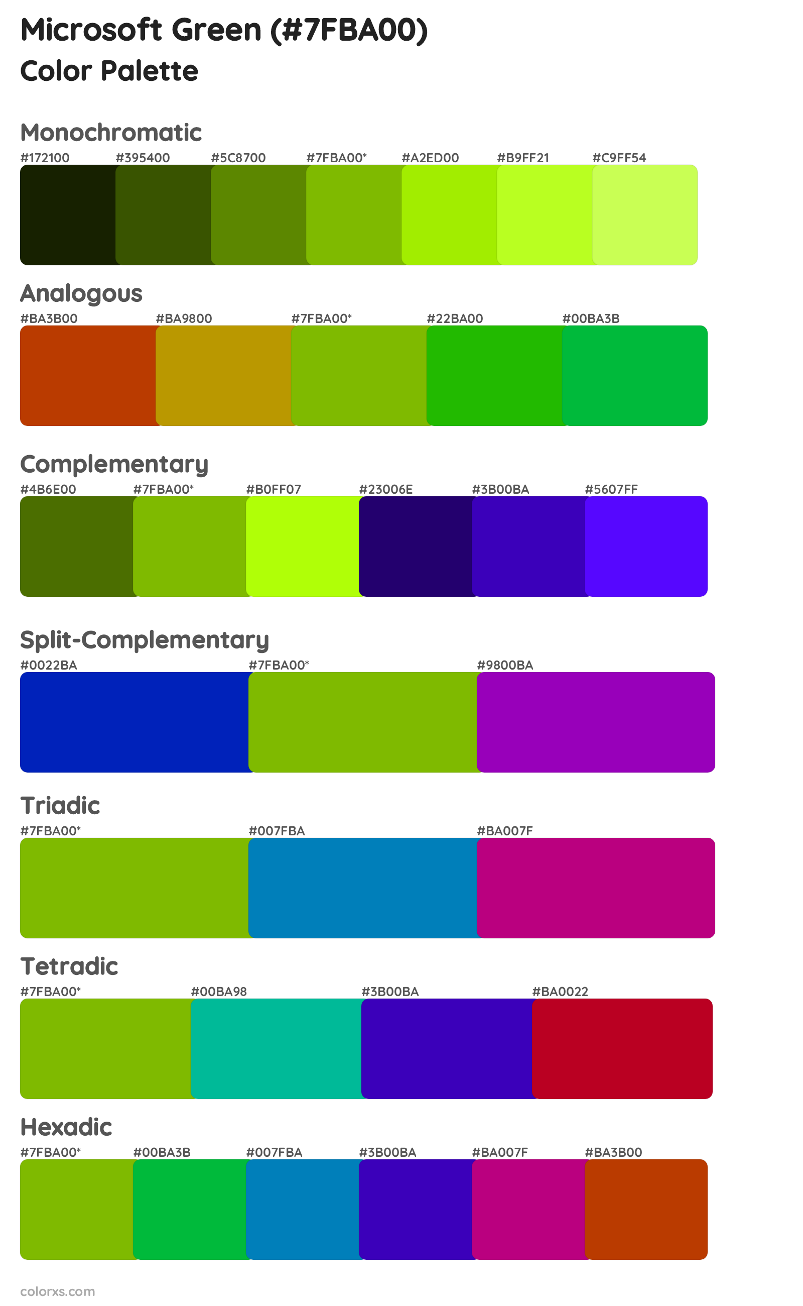 Microsoft Green Color Scheme Palettes