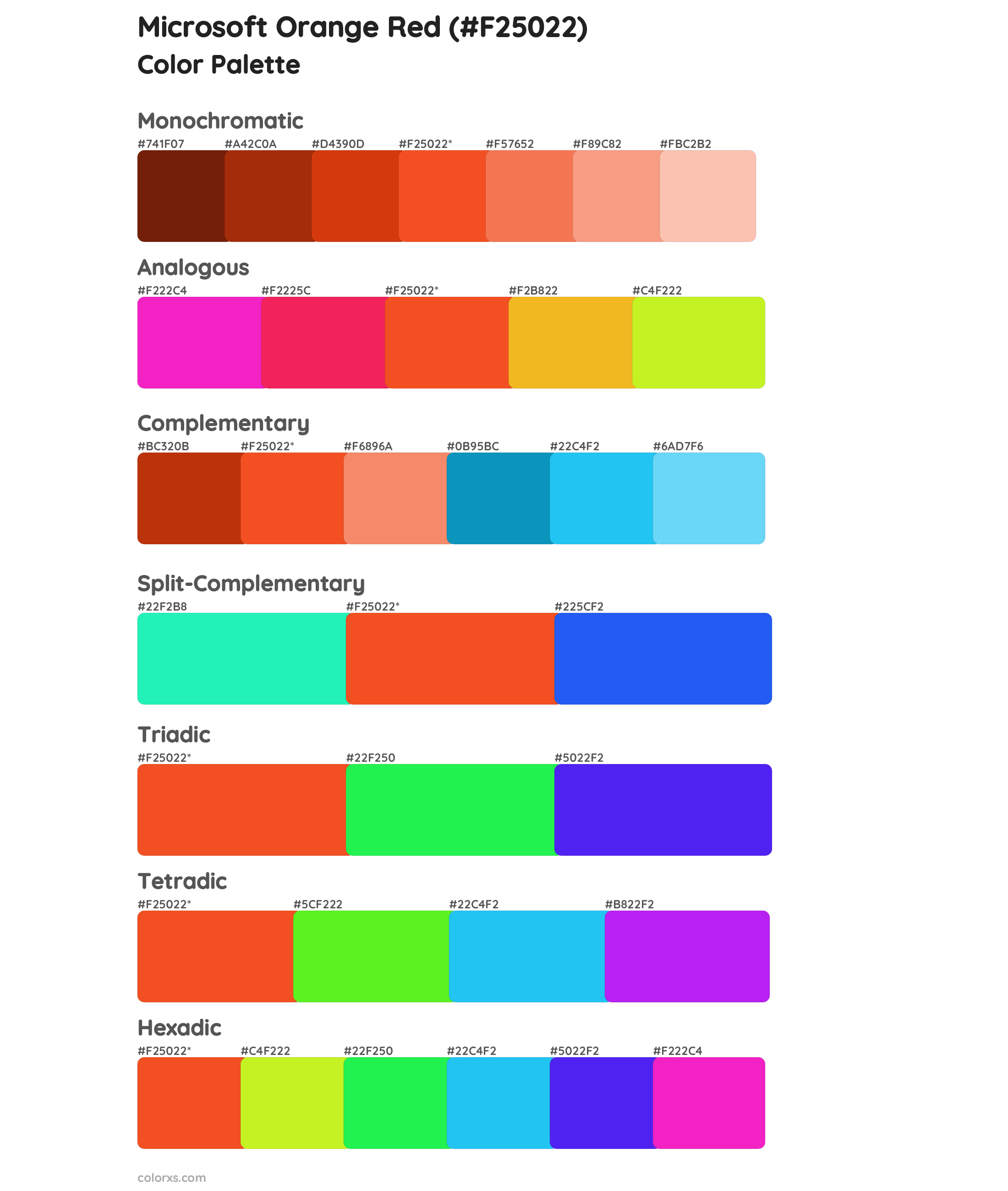 Microsoft Orange Red Color Scheme Palettes