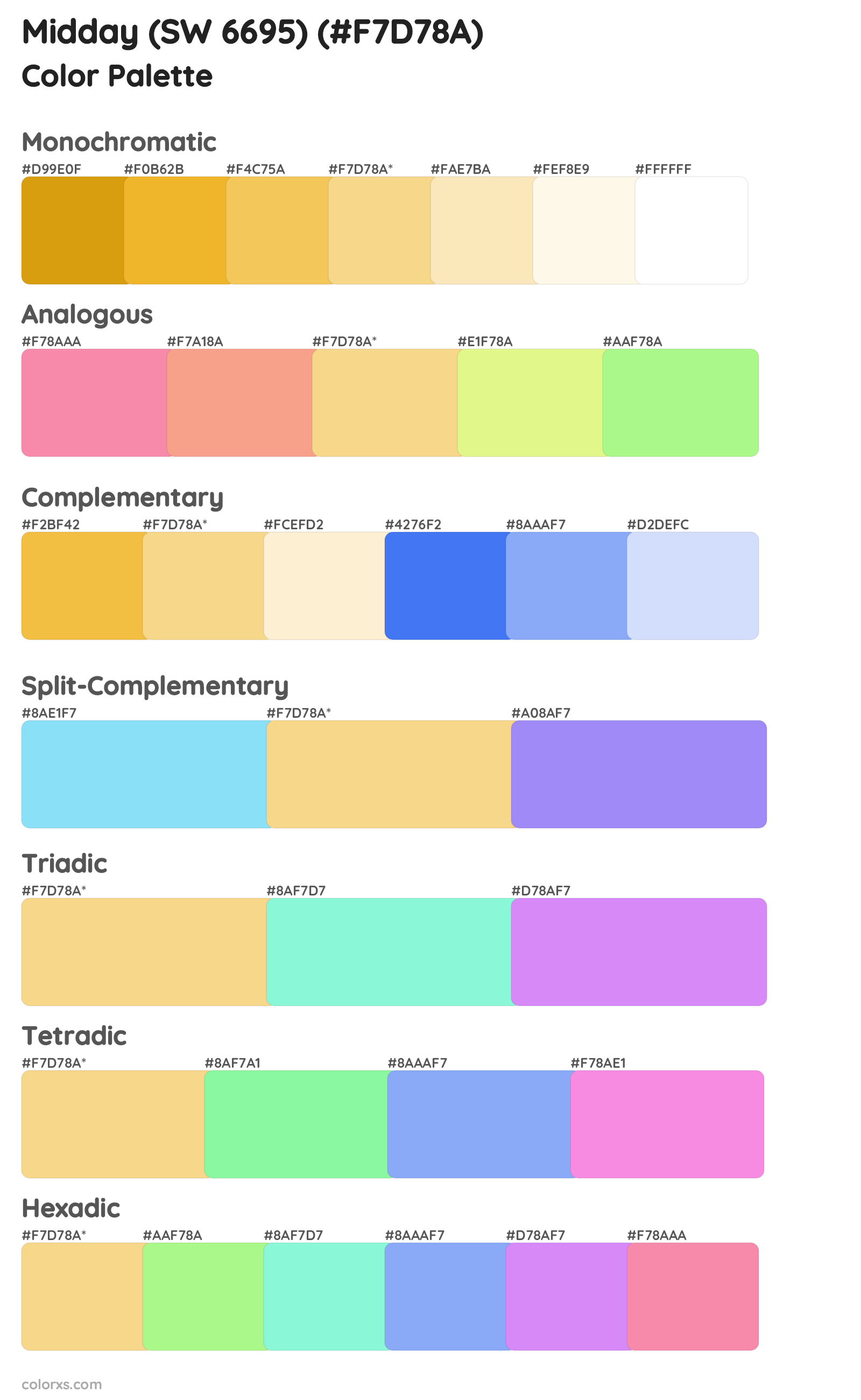 Midday (SW 6695) Color Scheme Palettes