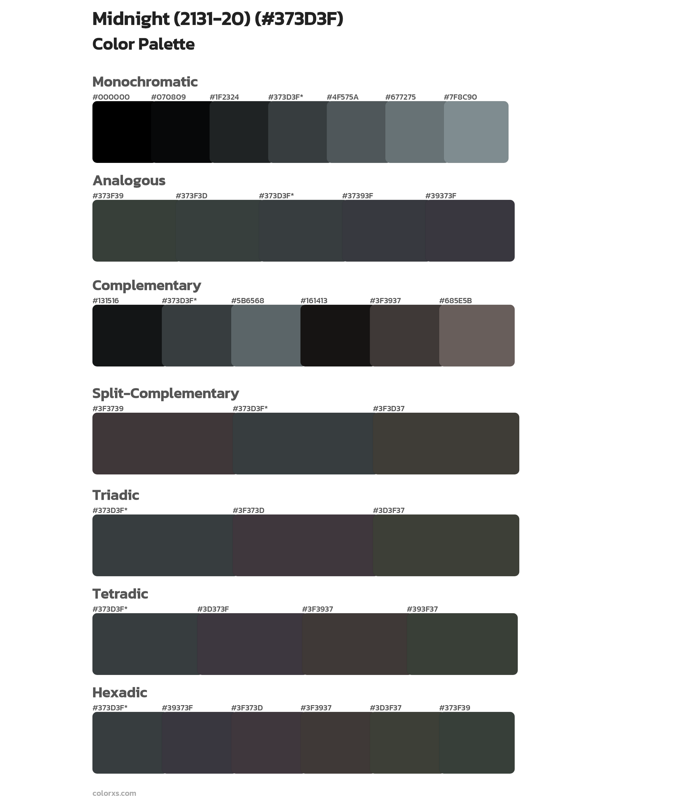 Midnight (2131-20) Color Scheme Palettes