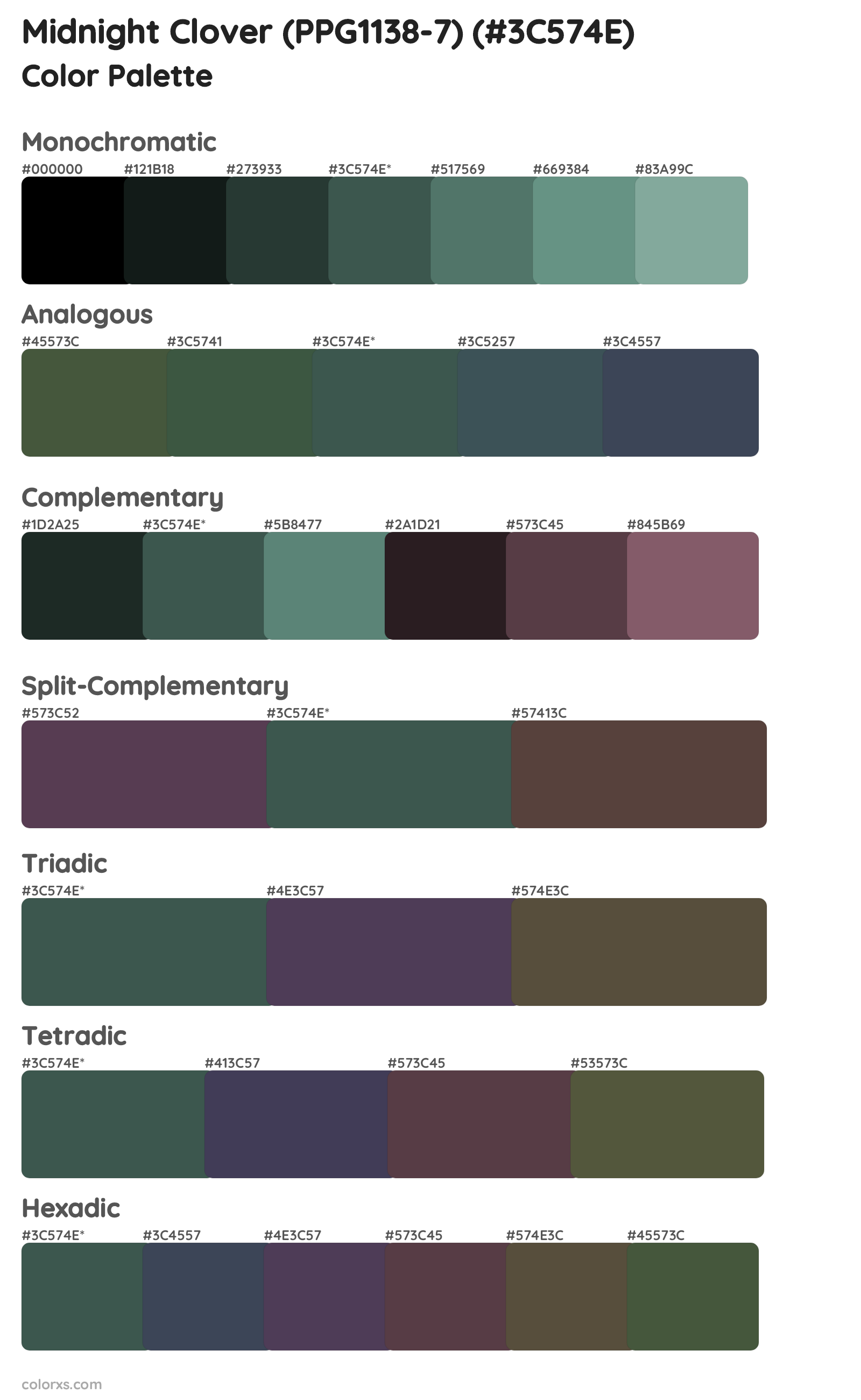 Midnight Clover (PPG1138-7) Color Scheme Palettes