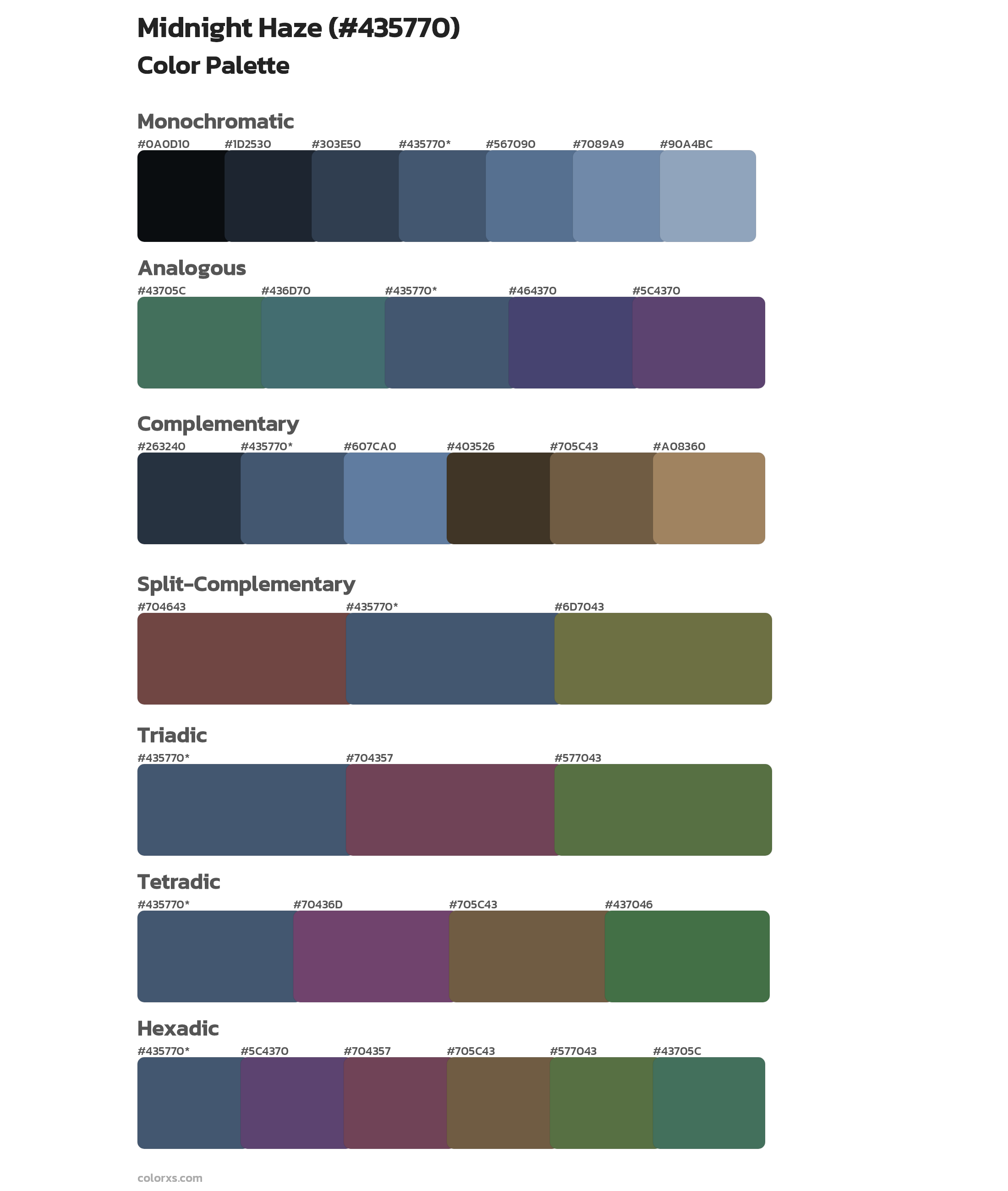 Midnight Haze Color Scheme Palettes