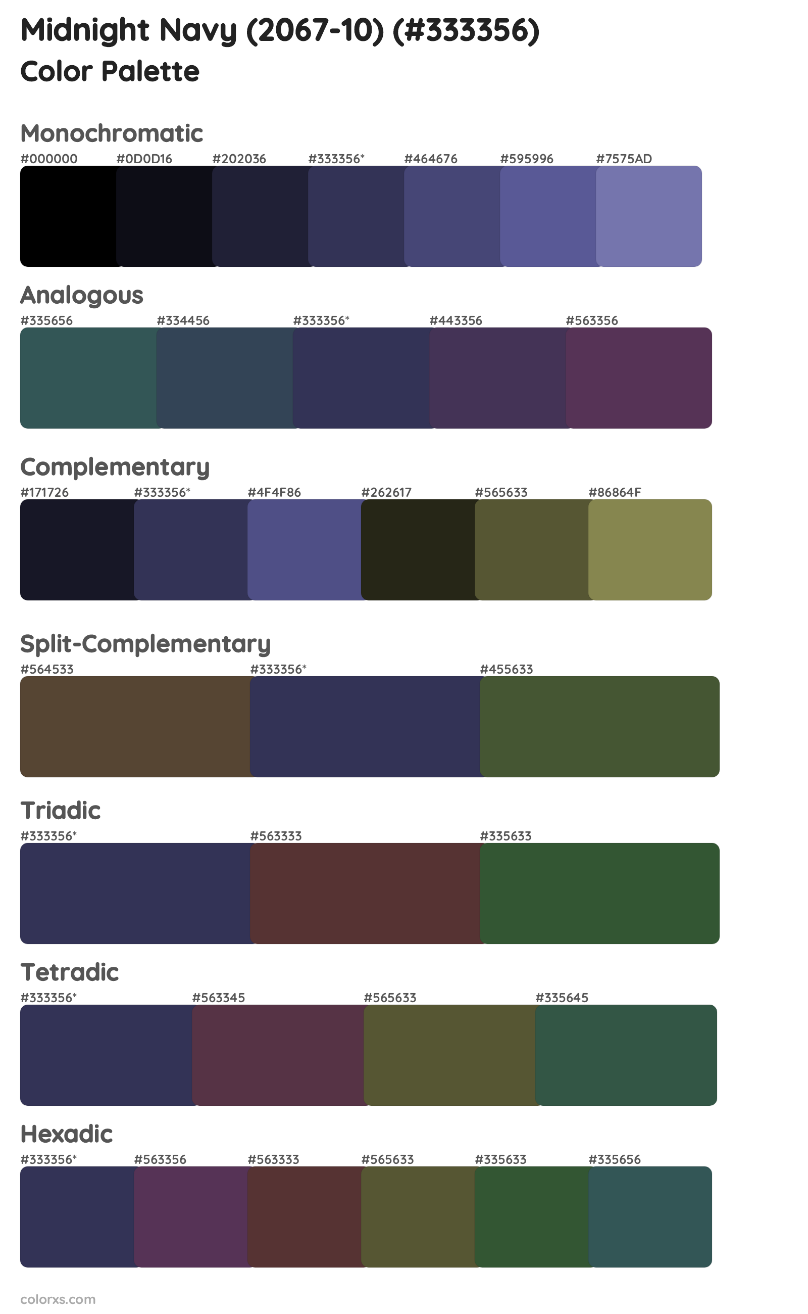 Midnight Navy (2067-10) Color Scheme Palettes