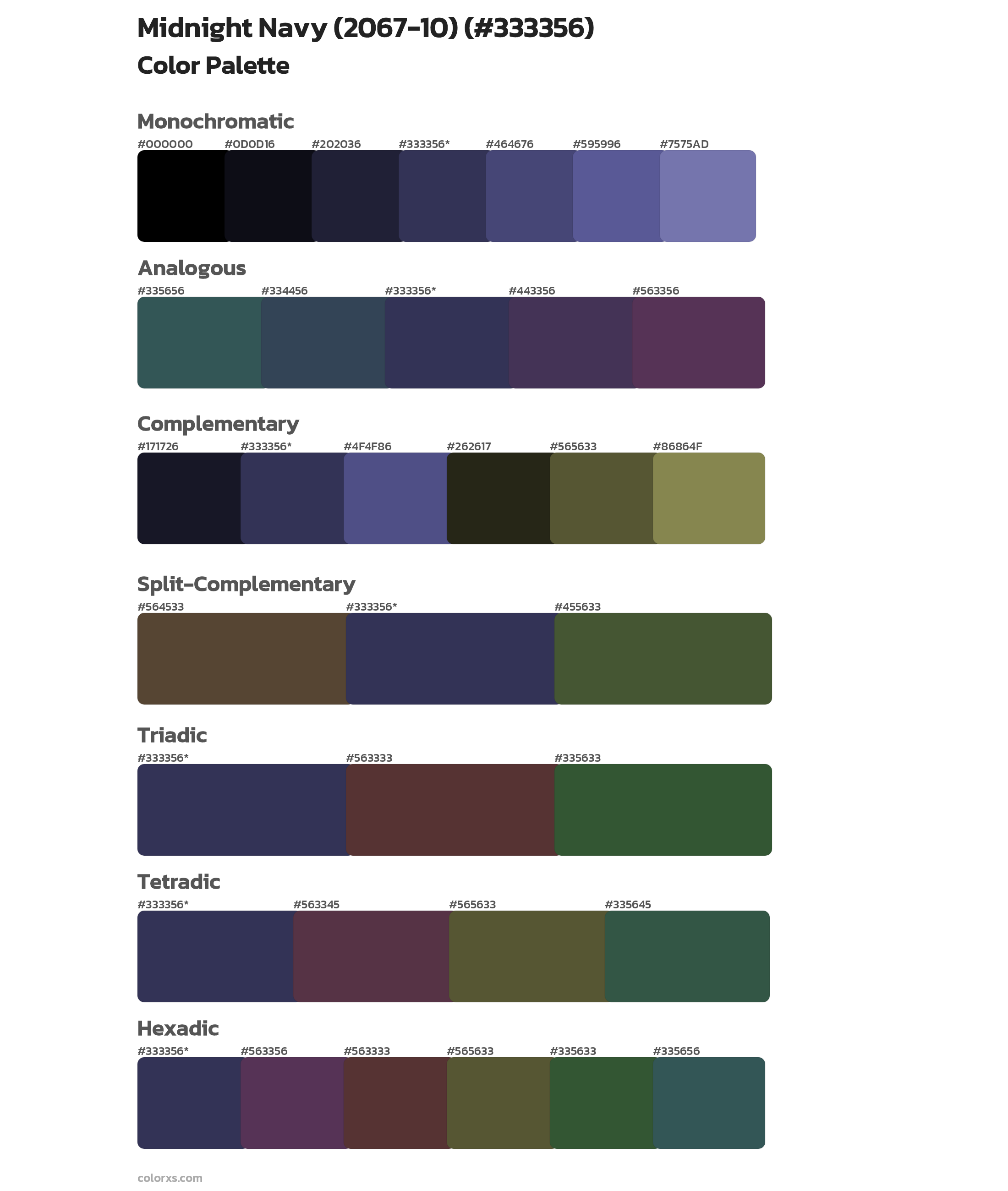 Midnight Navy (2067-10) Color Scheme Palettes