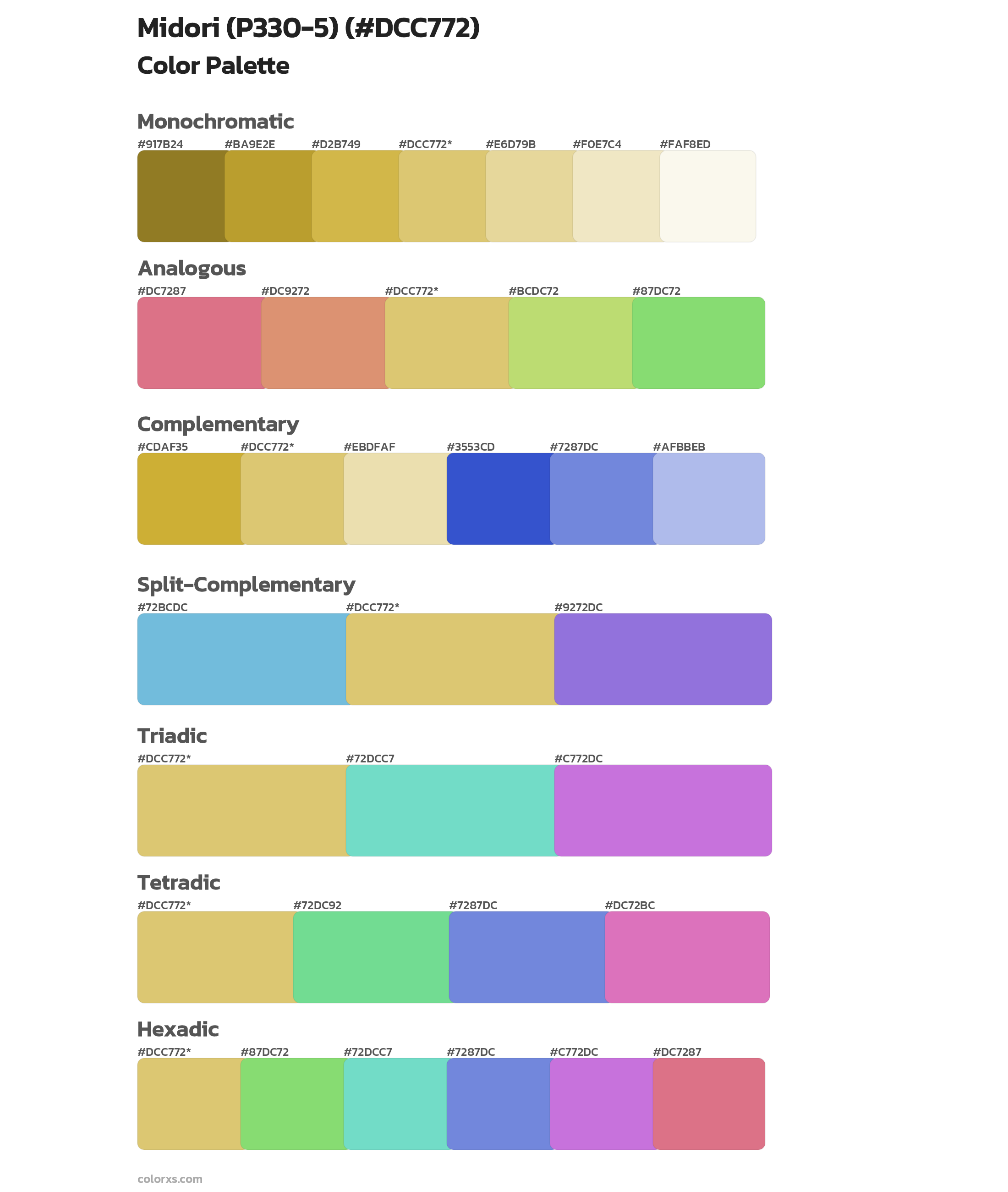 Midori (P330-5) Color Scheme Palettes
