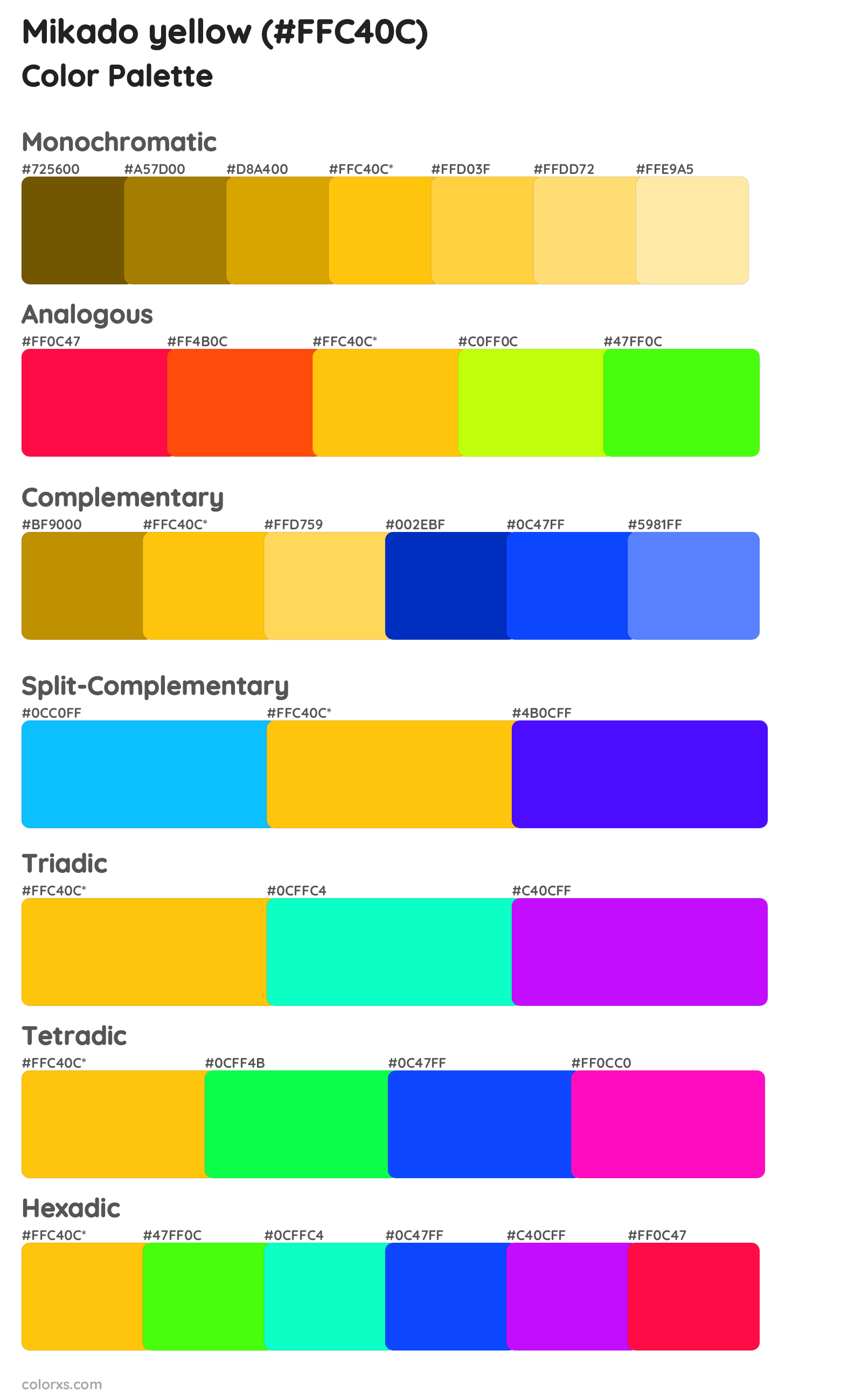 Mikado yellow Color Scheme Palettes