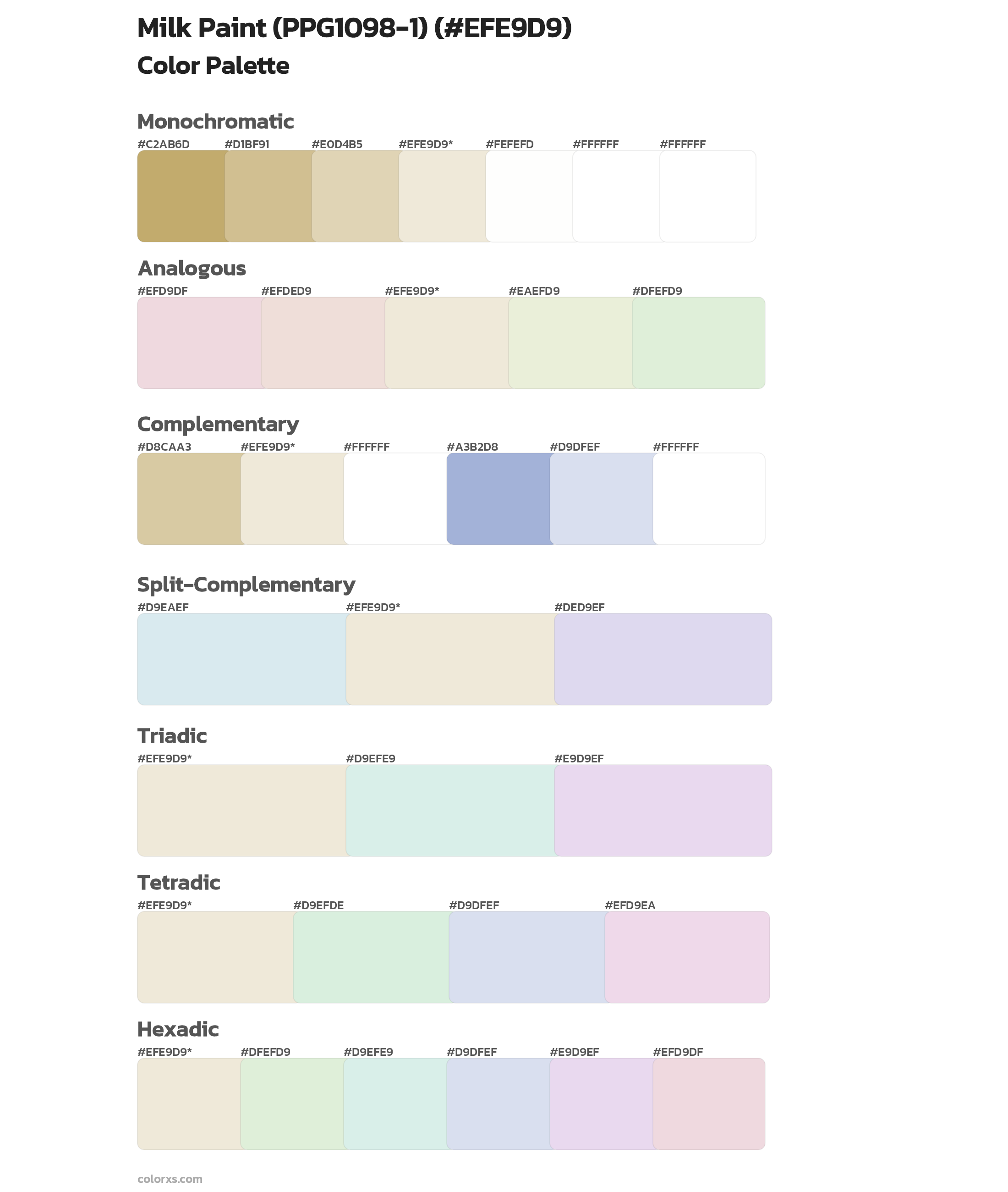 Milk Paint (PPG1098-1) Color Scheme Palettes