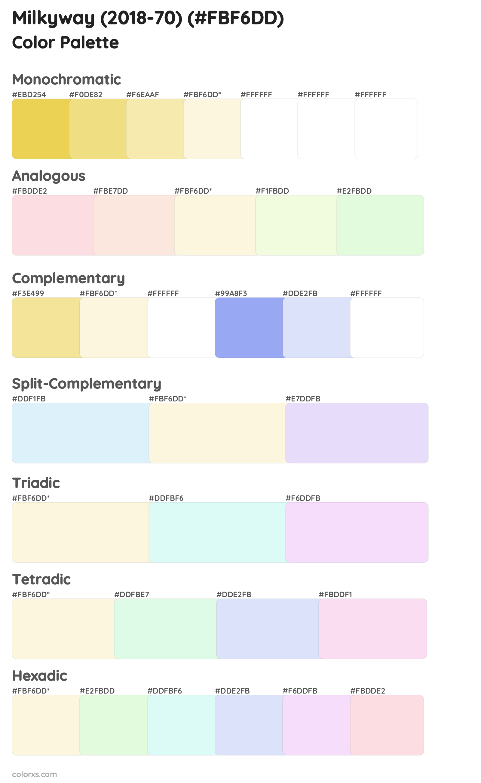 Milkyway (2018-70) Color Scheme Palettes