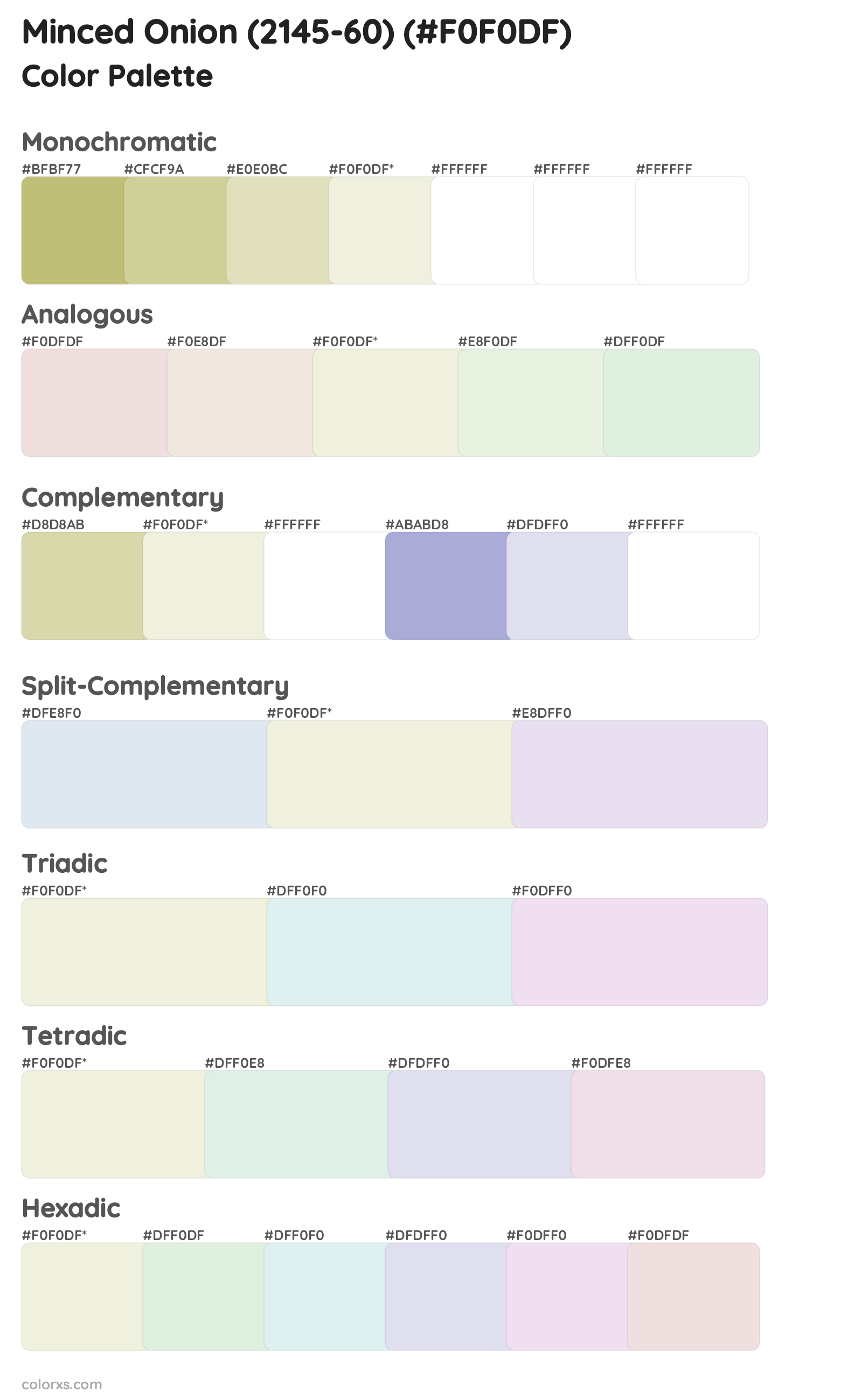 Minced Onion (2145-60) Color Scheme Palettes