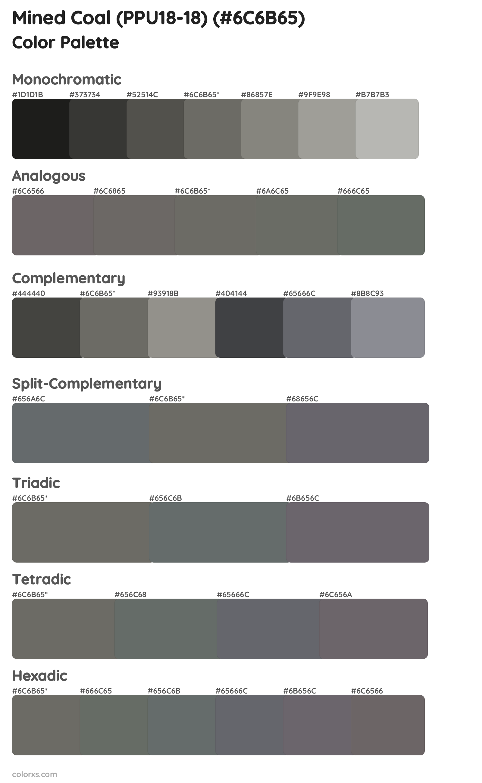 Mined Coal (PPU18-18) Color Scheme Palettes
