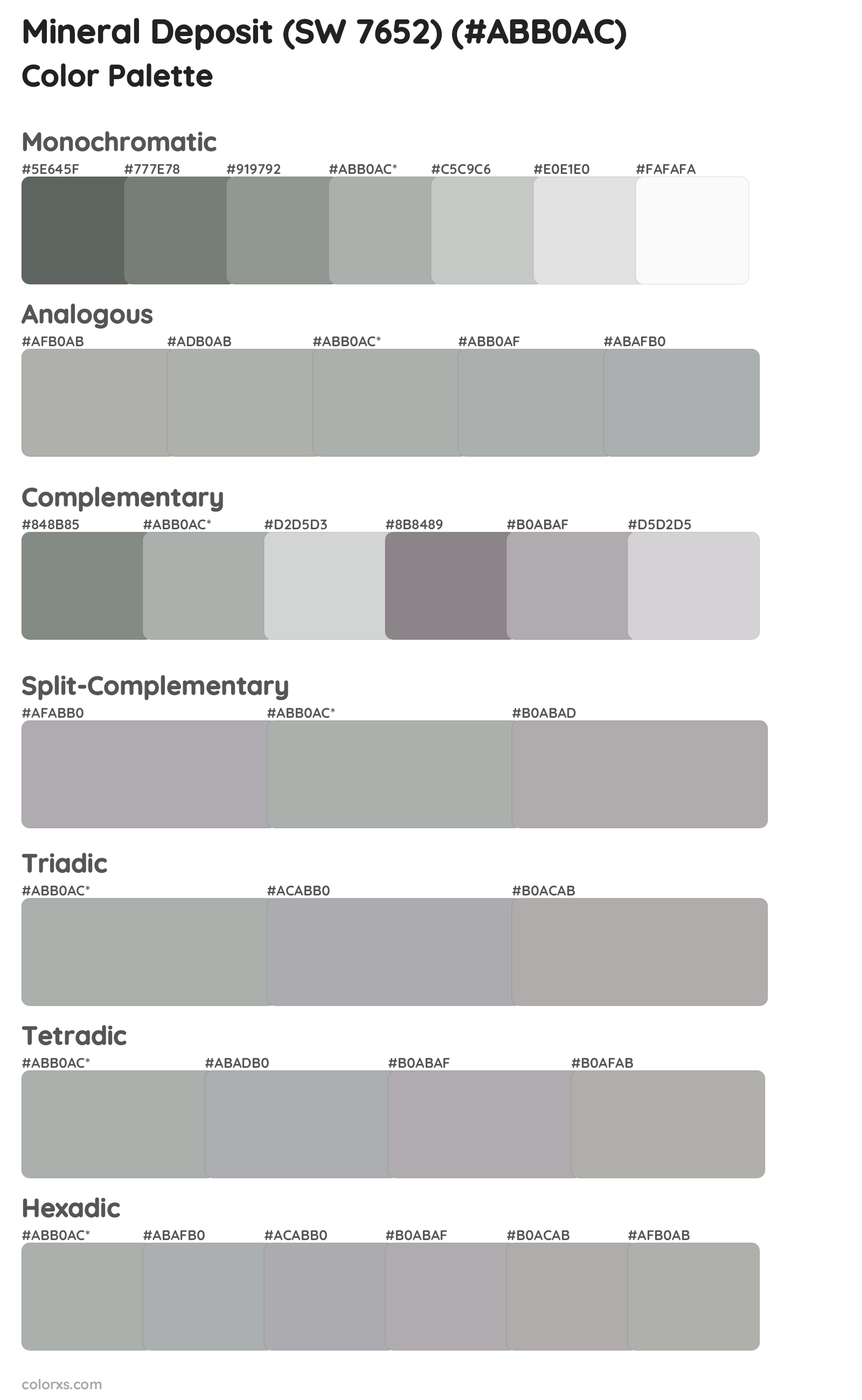 Mineral Deposit (SW 7652) Color Scheme Palettes