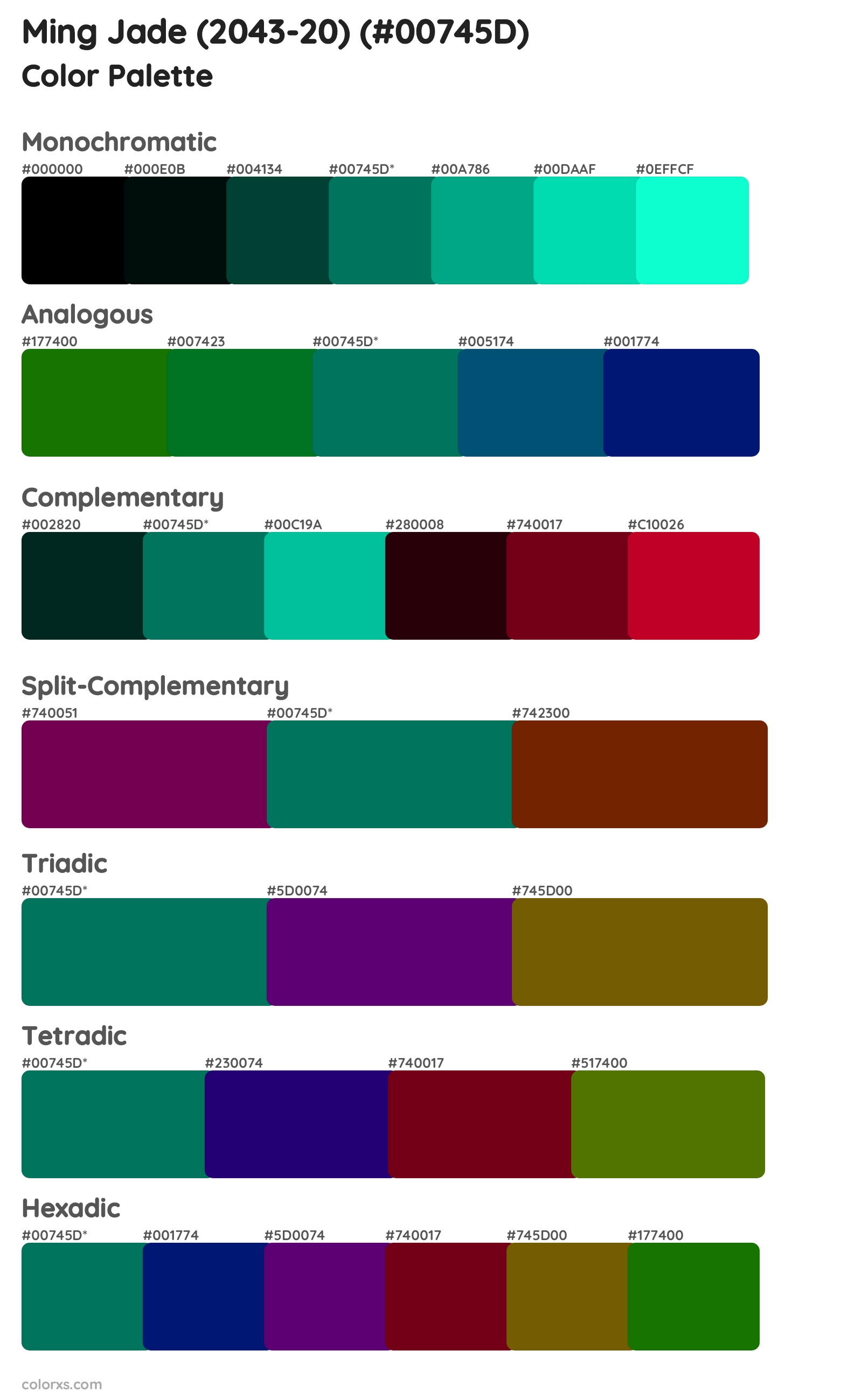 Ming Jade (2043-20) Color Scheme Palettes