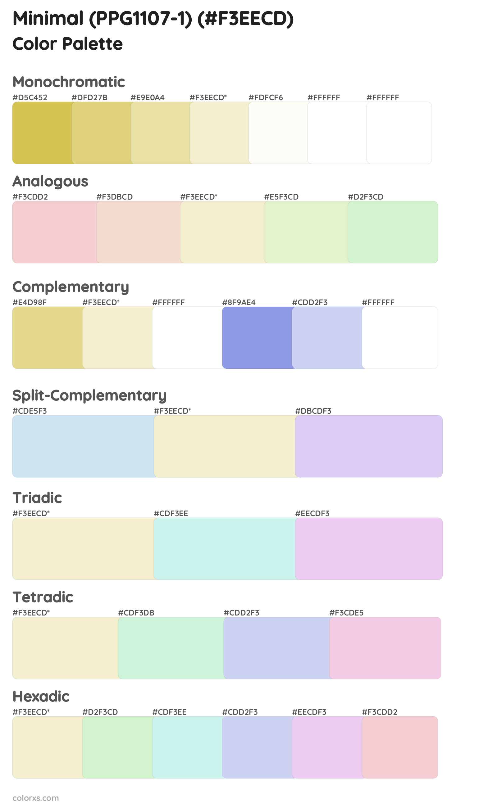Minimal (PPG1107-1) Color Scheme Palettes