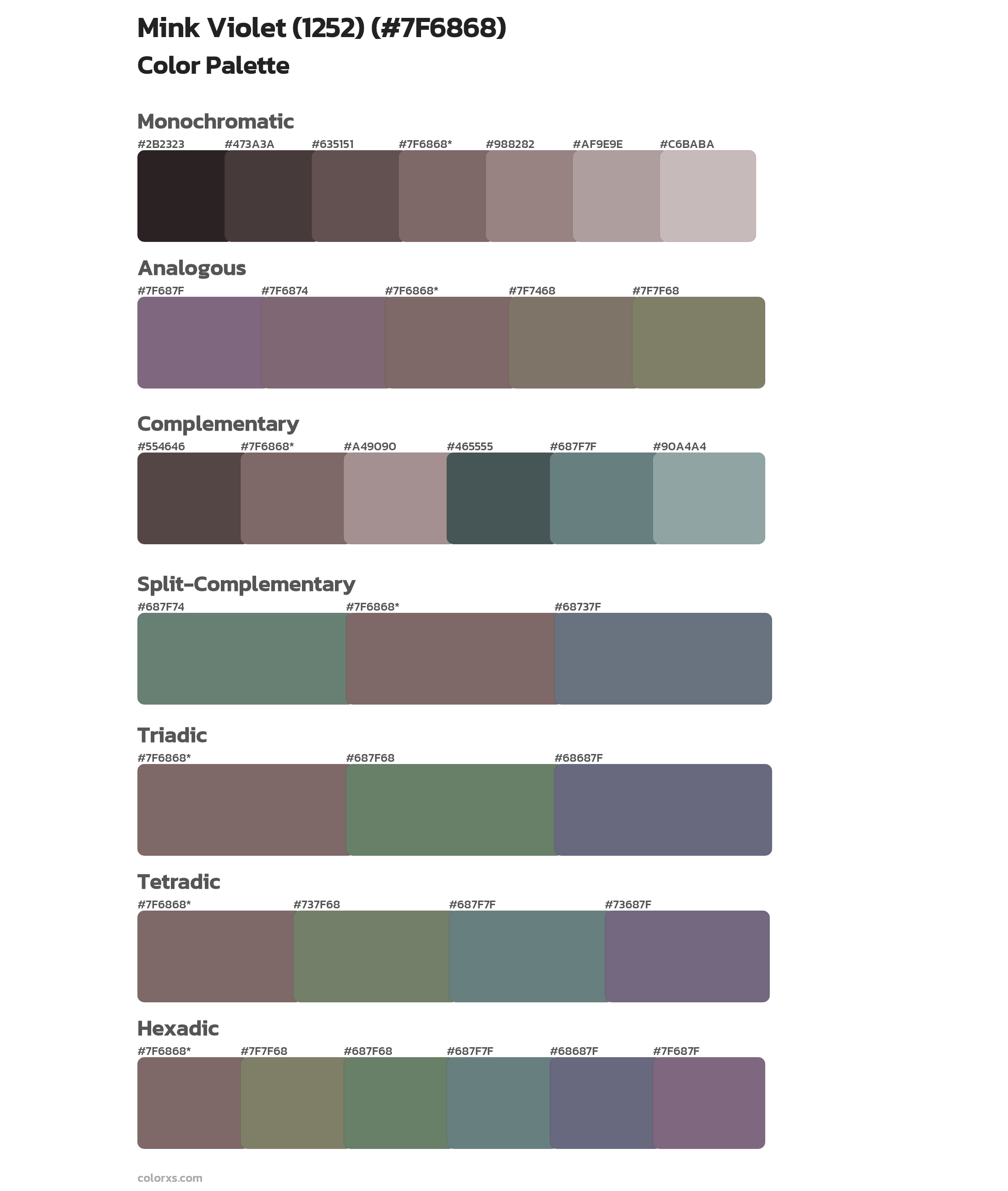 Mink Violet (1252) Color Scheme Palettes