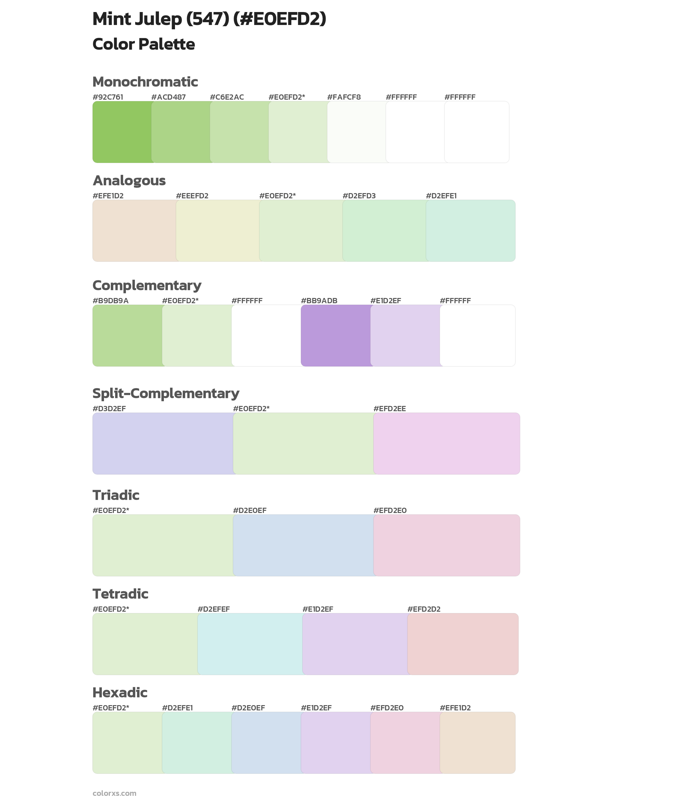 Mint Julep (547) Color Scheme Palettes