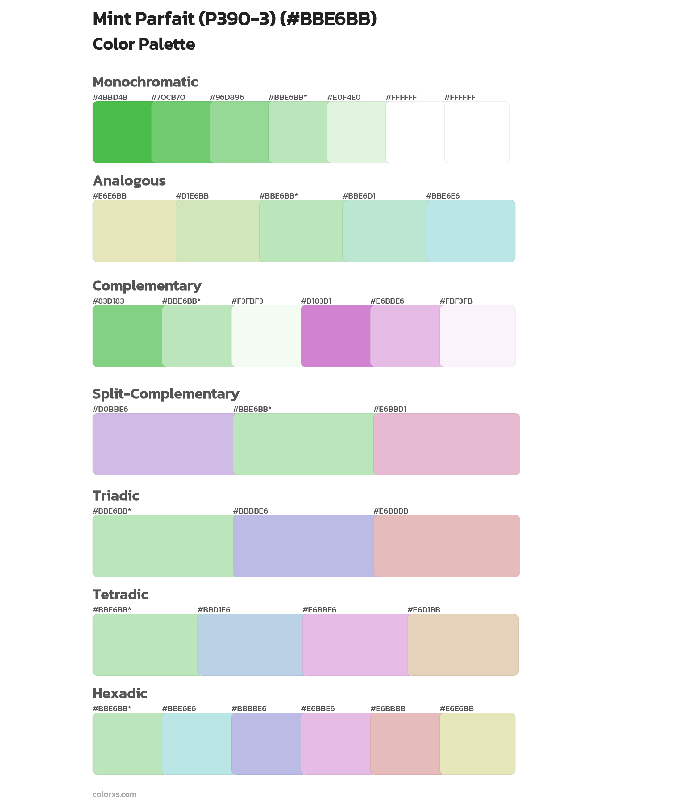 Mint Parfait (P390-3) Color Scheme Palettes