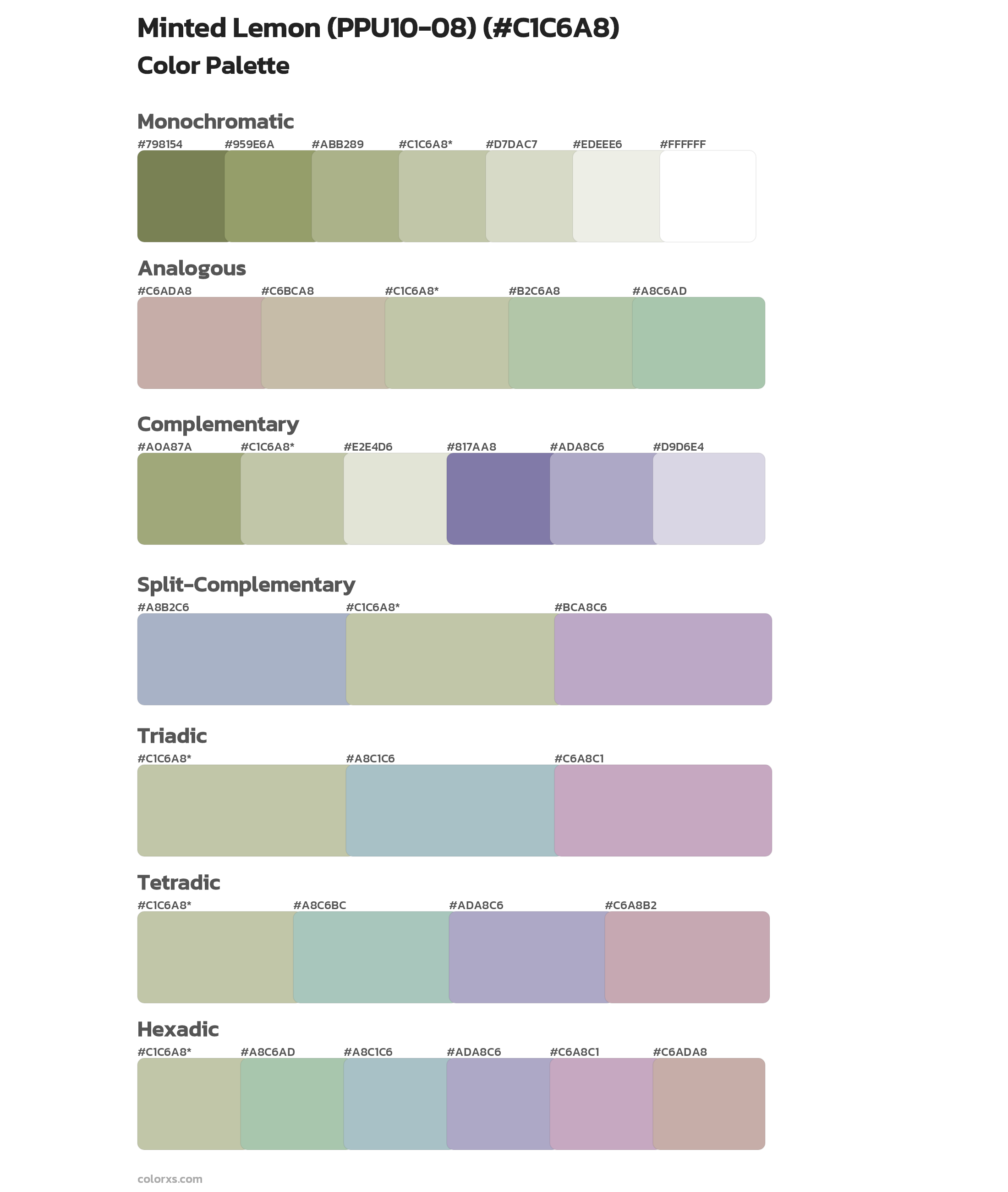 Minted Lemon (PPU10-08) Color Scheme Palettes