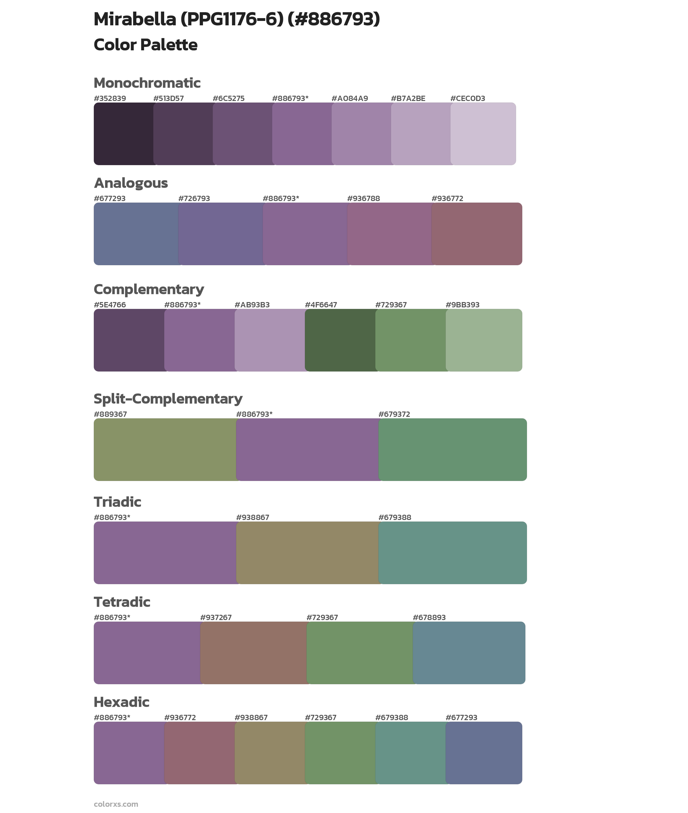 Mirabella (PPG1176-6) Color Scheme Palettes