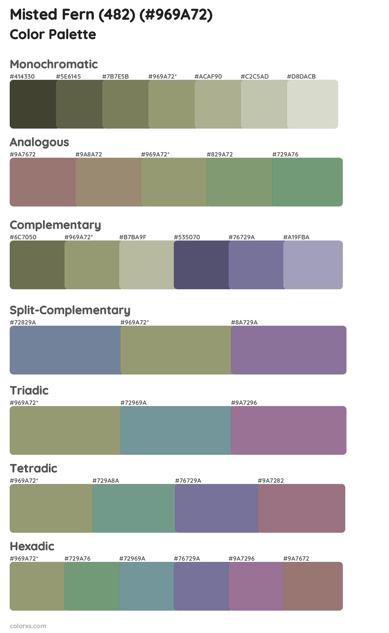 Misted Fern (482) Color Scheme Palettes