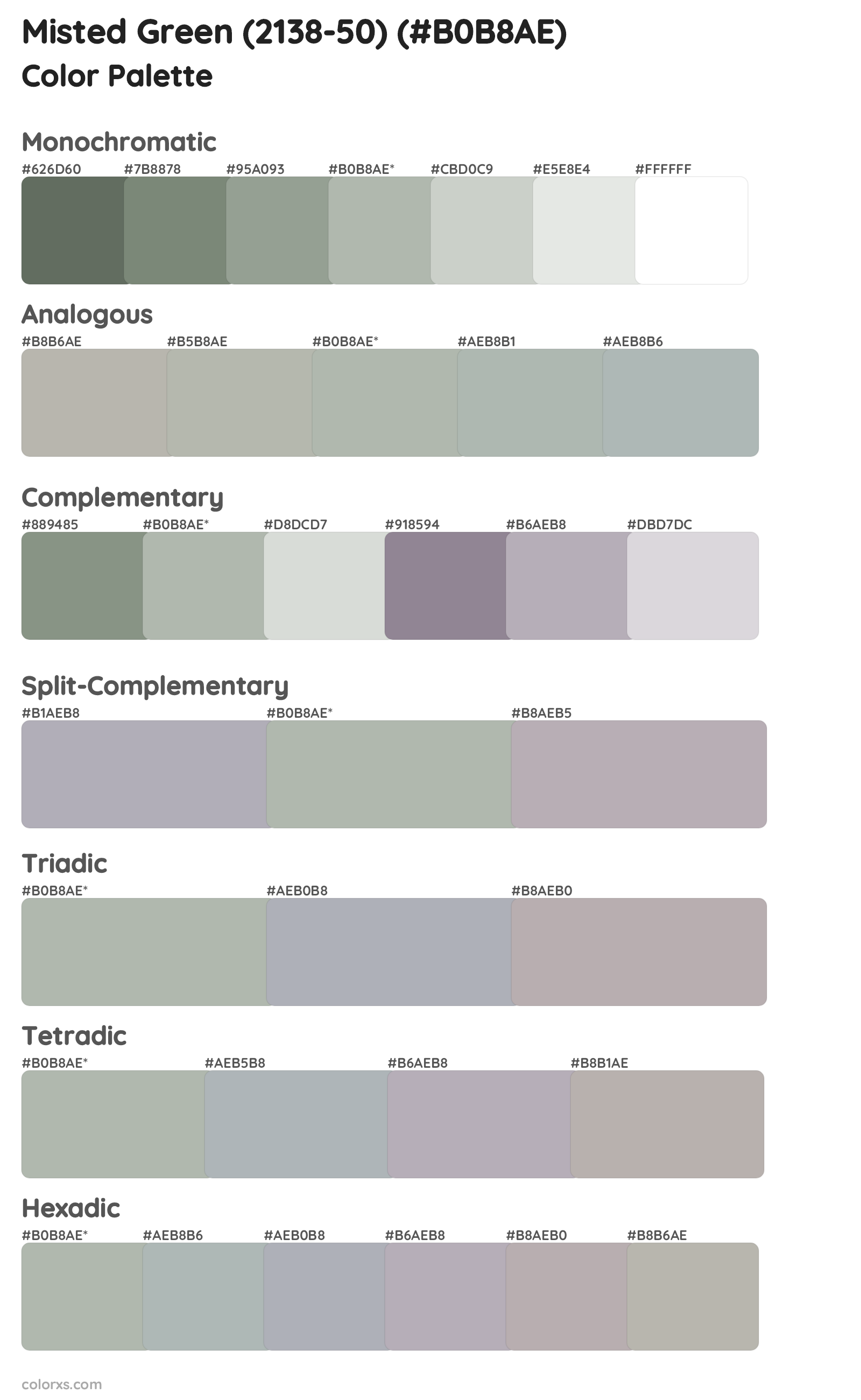 Misted Green (2138-50) Color Scheme Palettes