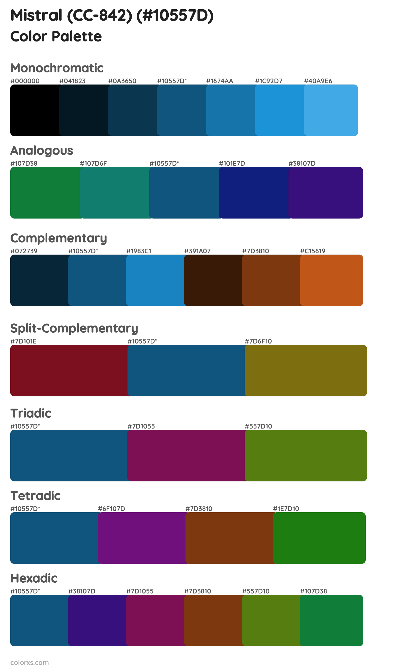 Mistral (CC-842) Color Scheme Palettes