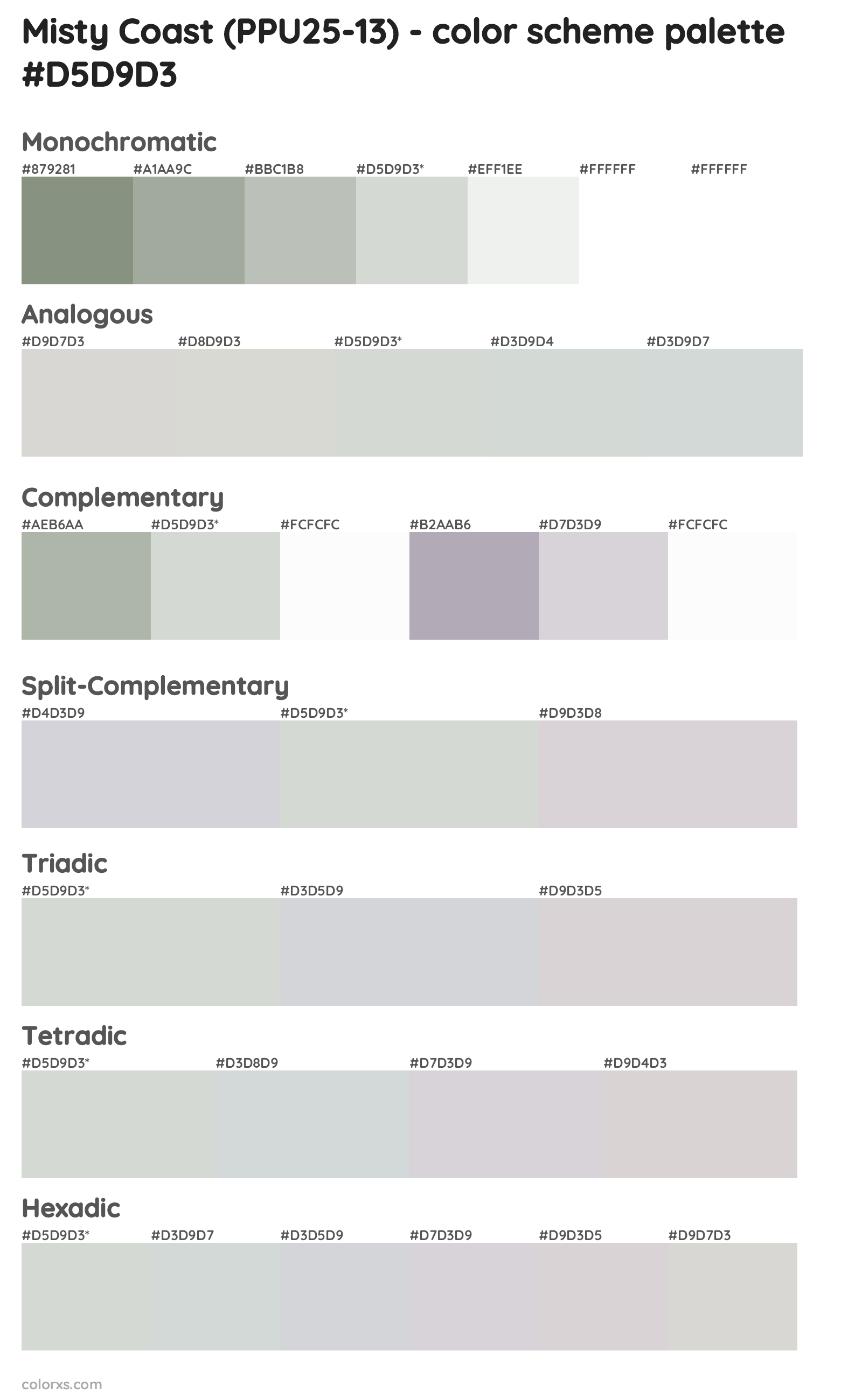 Misty Coast (PPU25-13) Color Scheme Palettes
