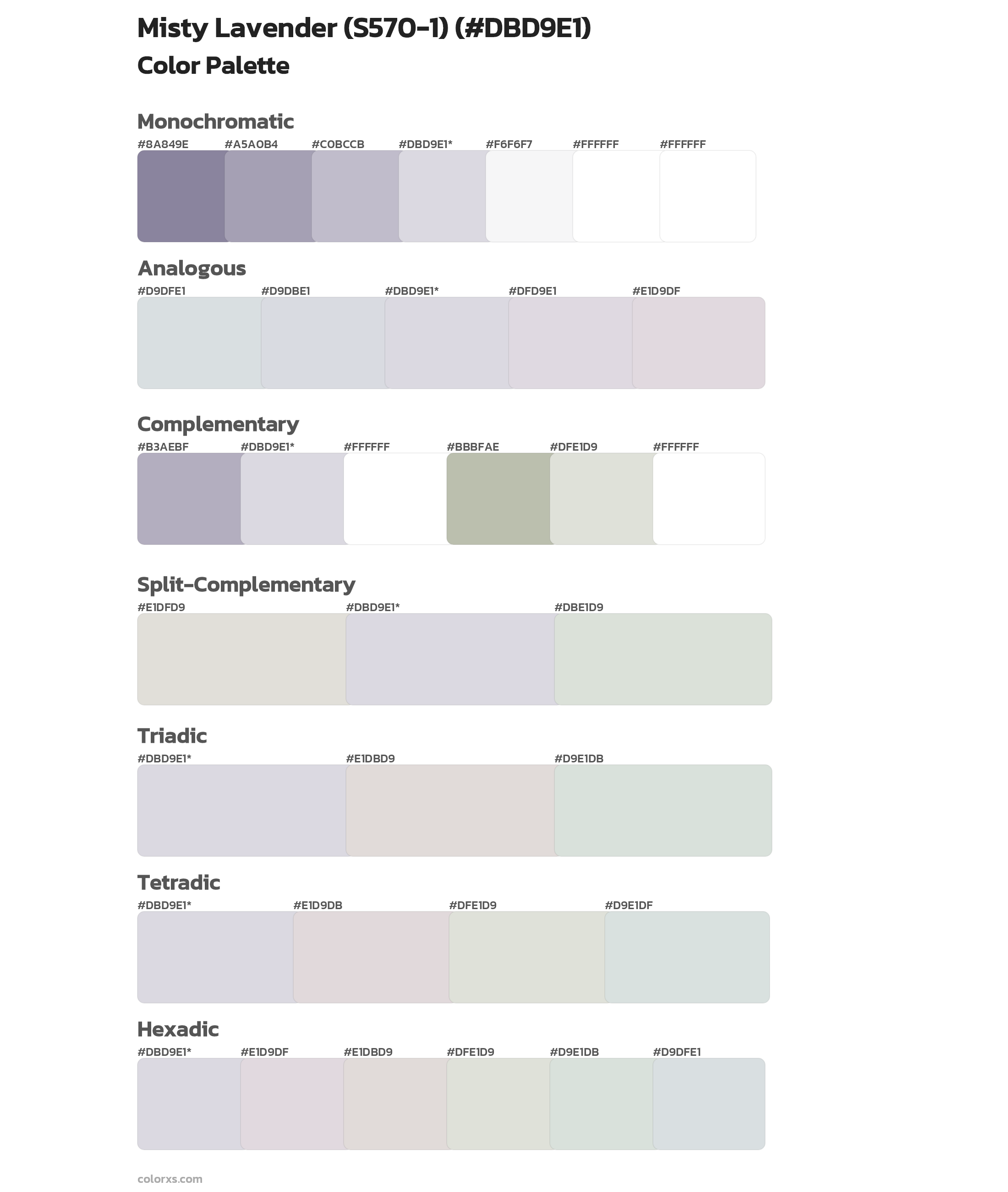Misty Lavender (S570-1) Color Scheme Palettes