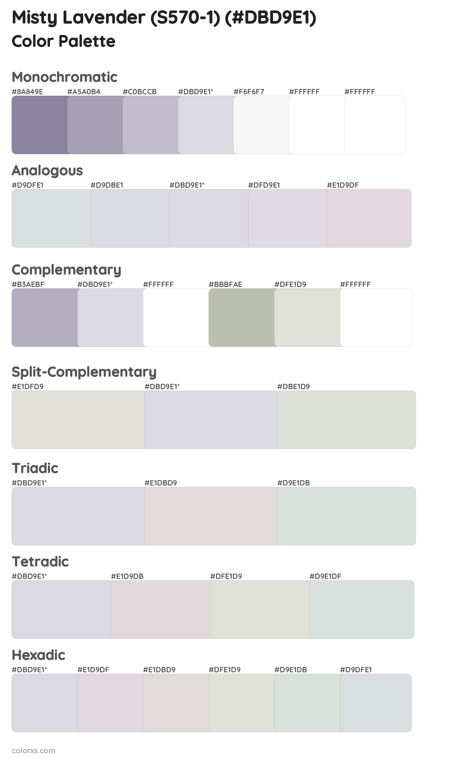 Misty Lavender (S570-1) Color Scheme Palettes