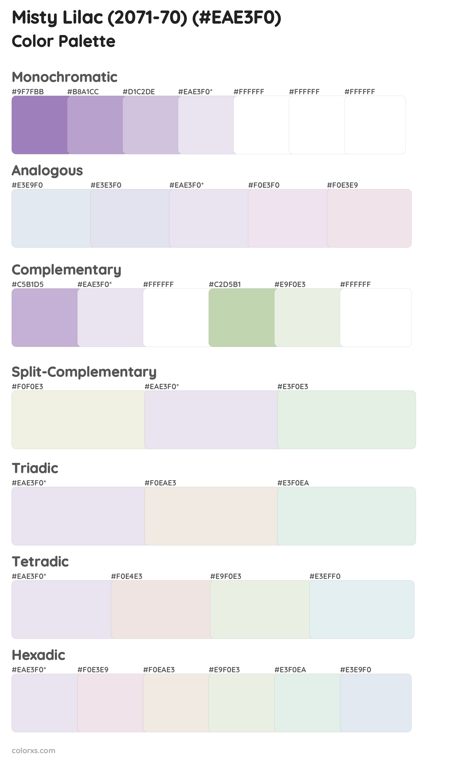 Misty Lilac (2071-70) Color Scheme Palettes