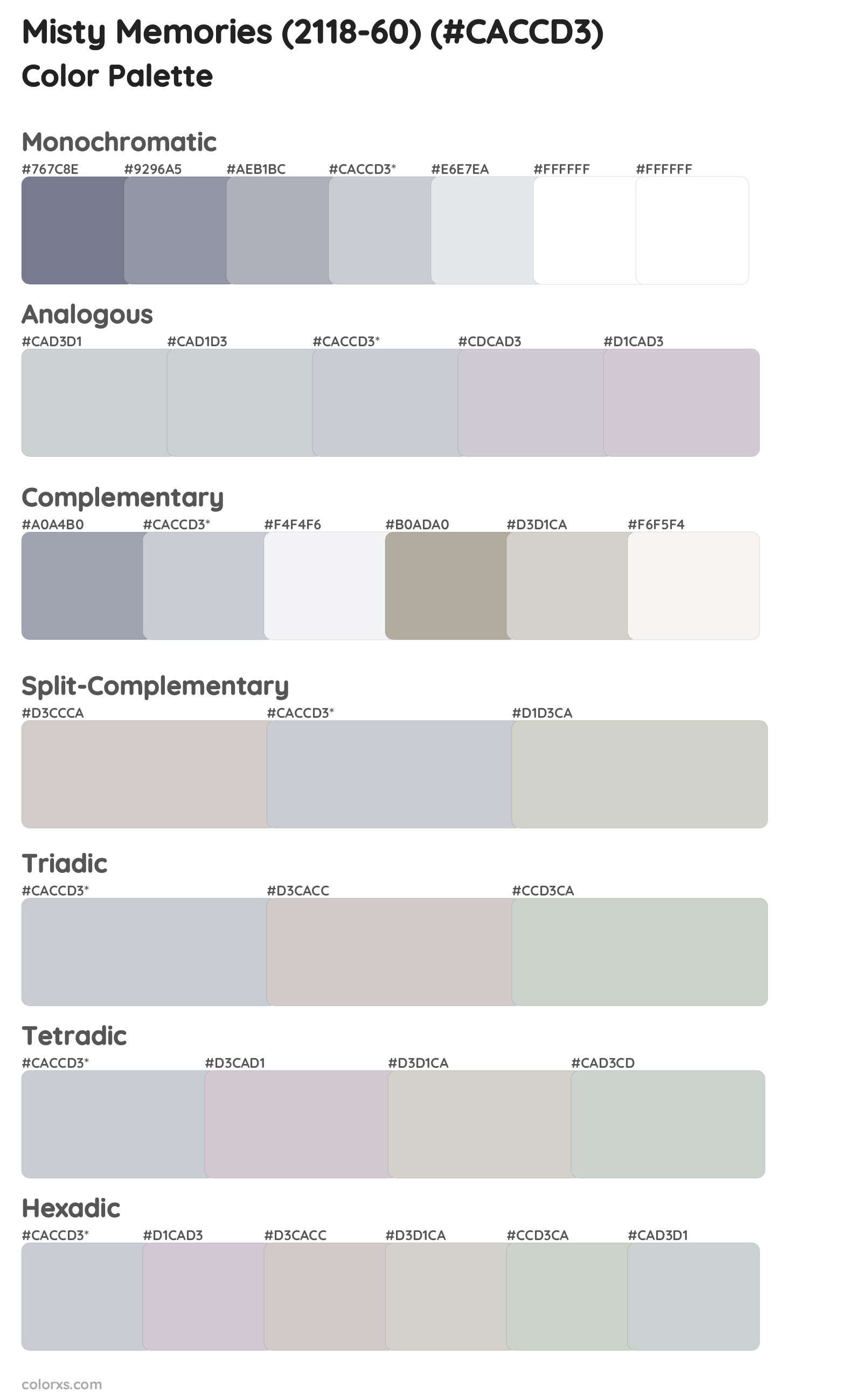 Misty Memories (2118-60) Color Scheme Palettes