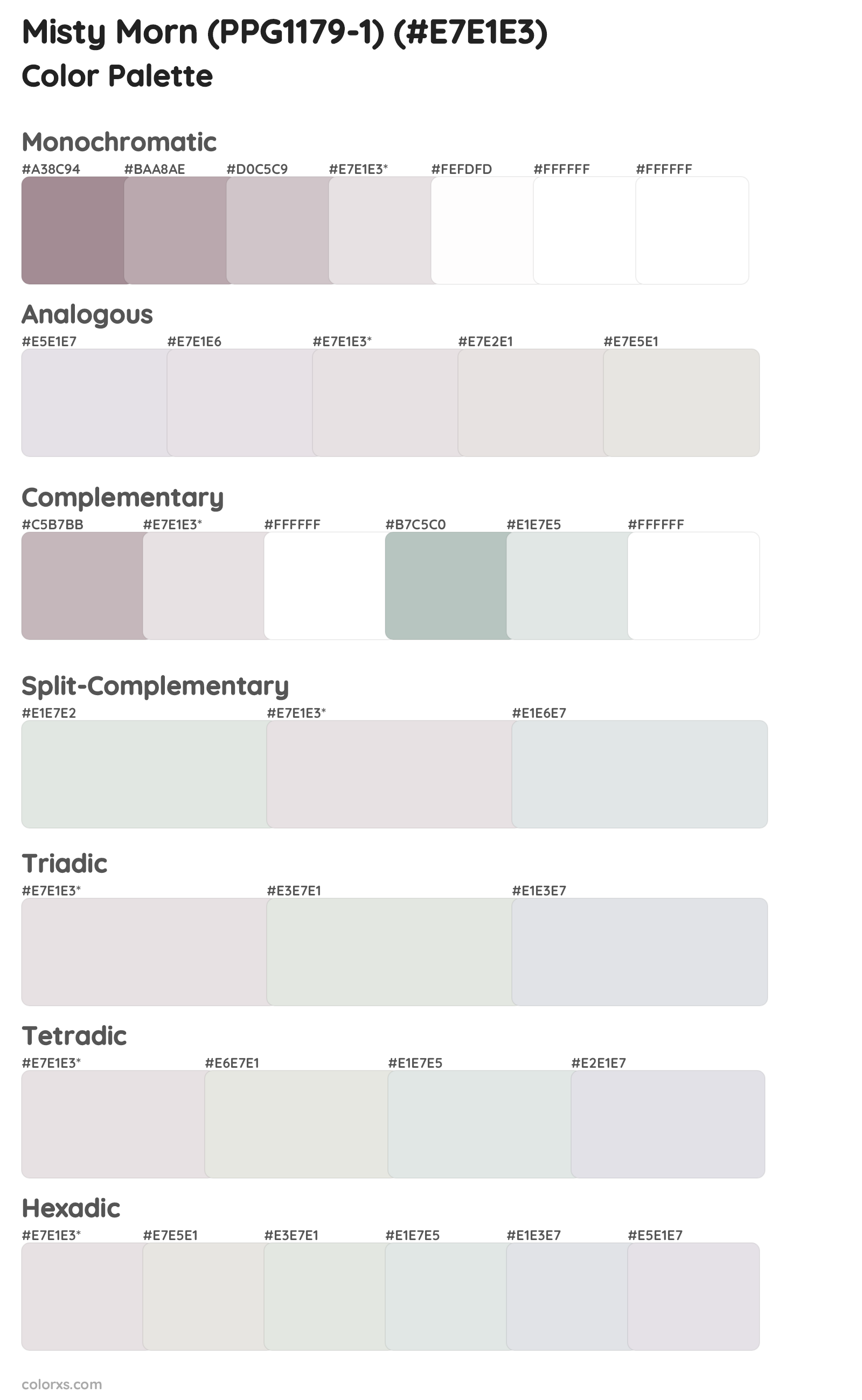 Misty Morn (PPG1179-1) Color Scheme Palettes