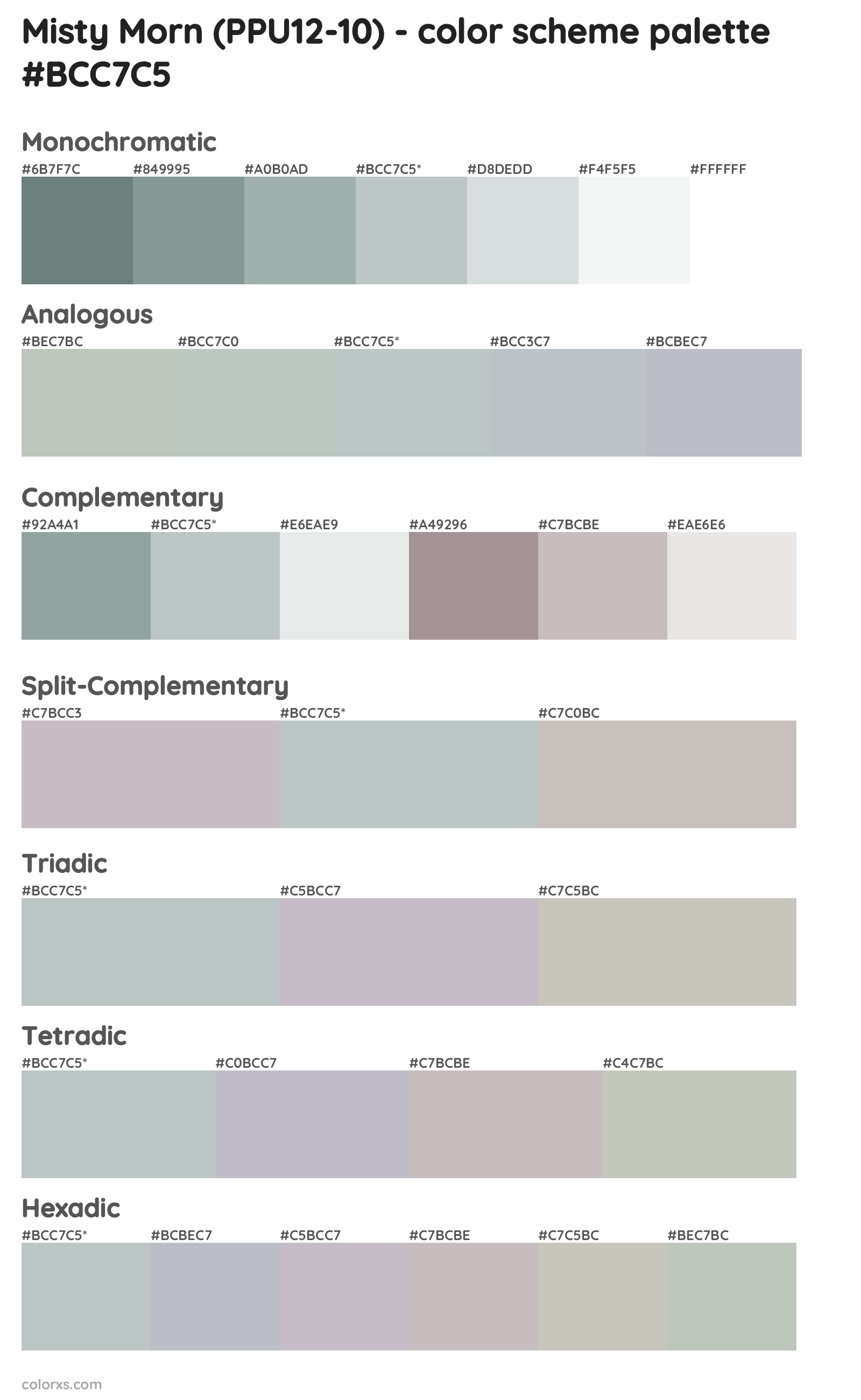 Misty Morn (PPU12-10) Color Scheme Palettes