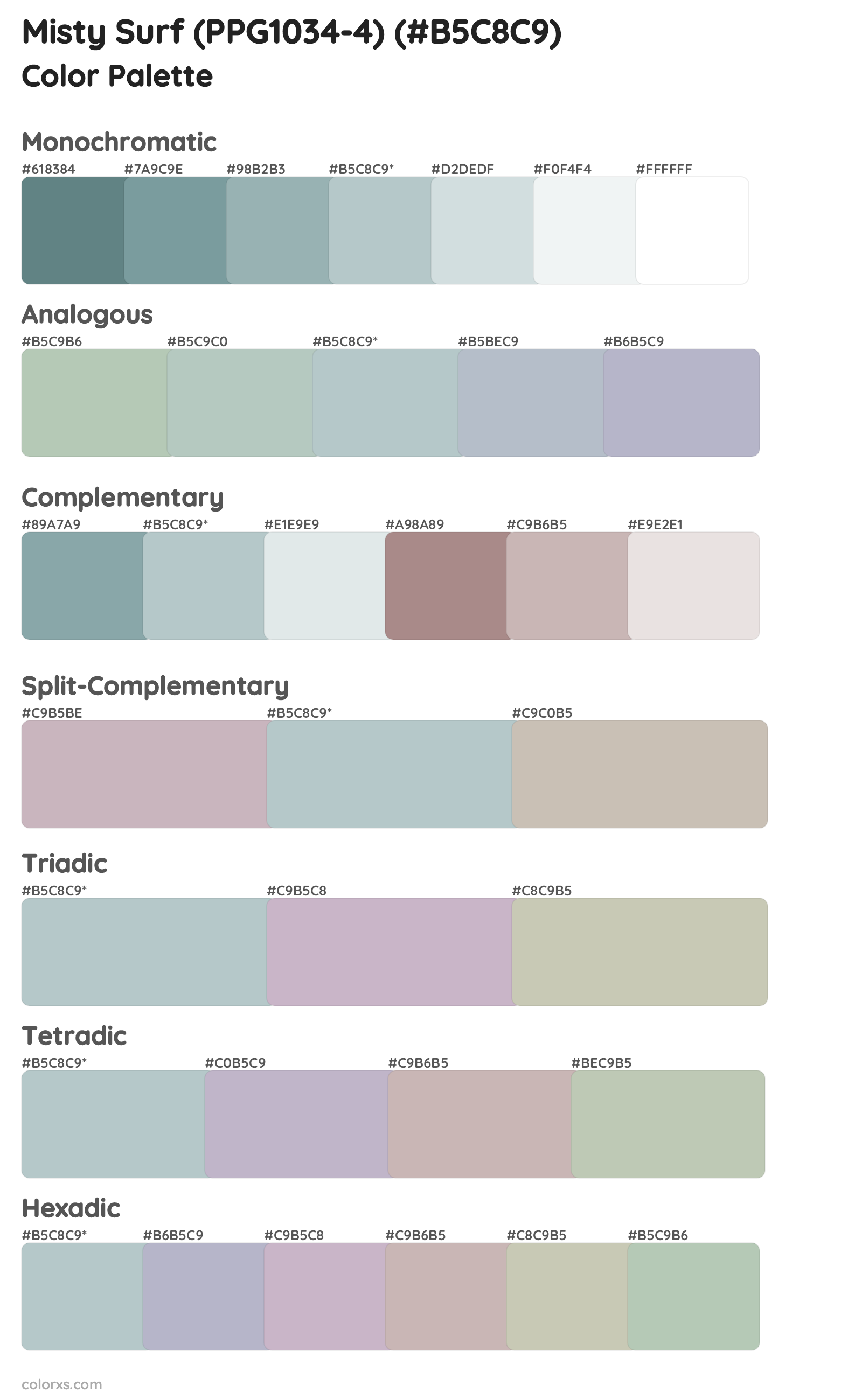 Misty Surf (PPG1034-4) Color Scheme Palettes