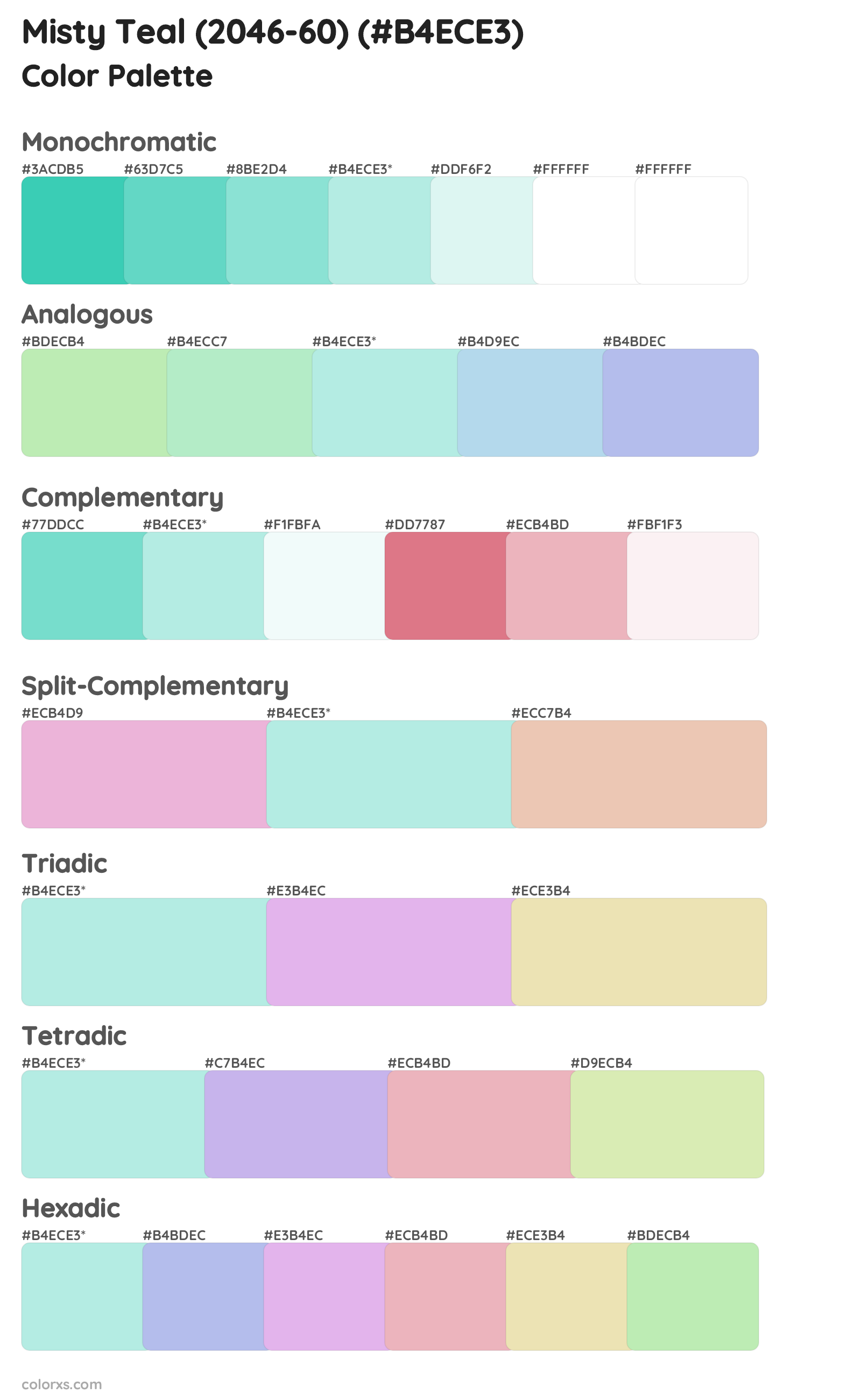 Misty Teal (2046-60) Color Scheme Palettes