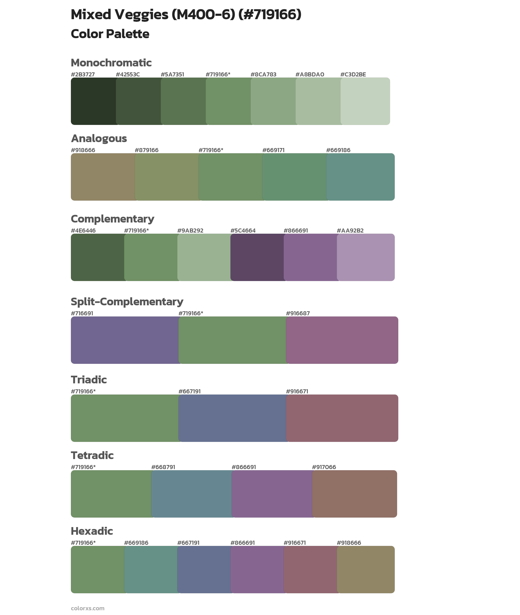 Mixed Veggies (M400-6) Color Scheme Palettes