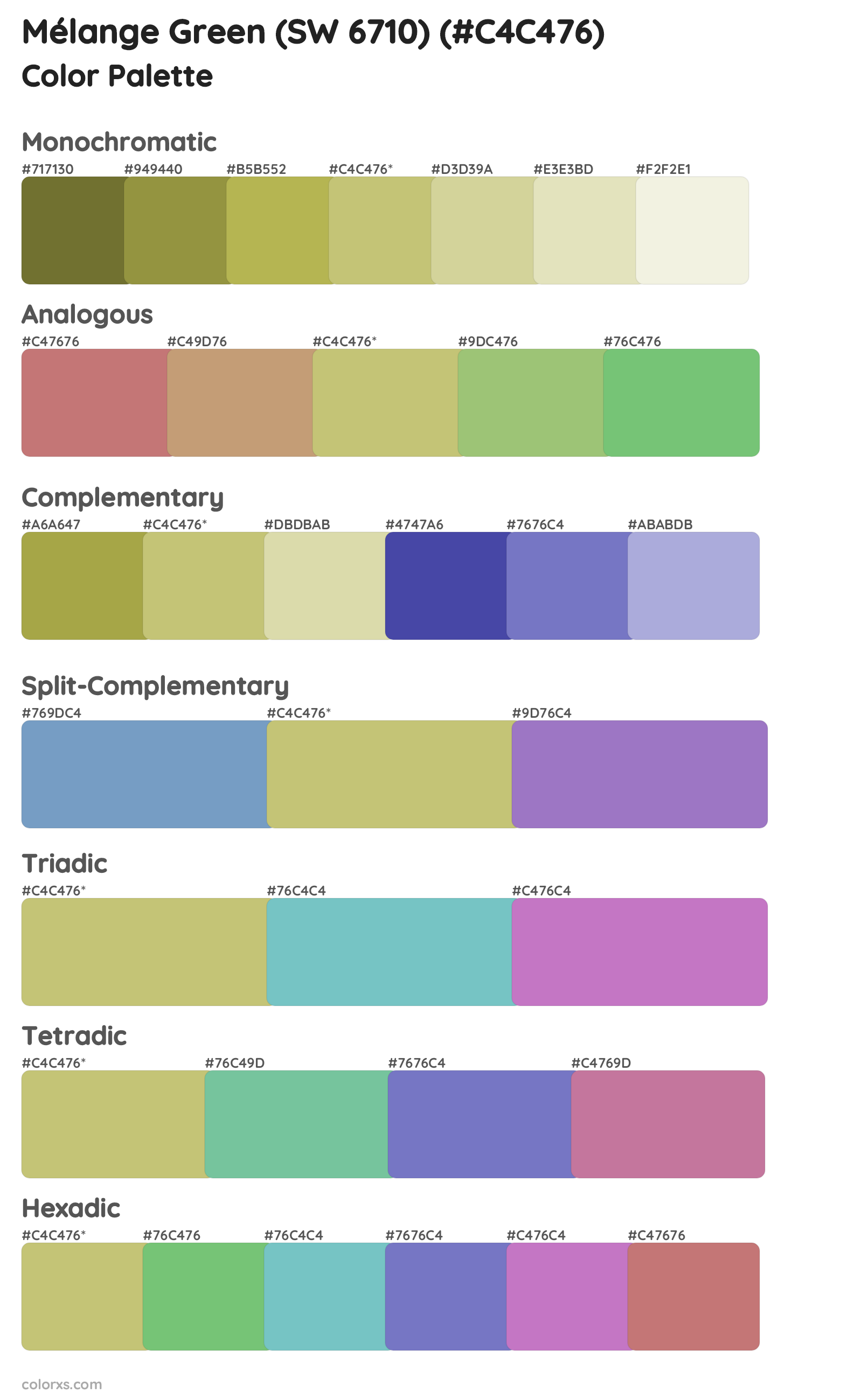 Mélange Green (SW 6710) Color Scheme Palettes