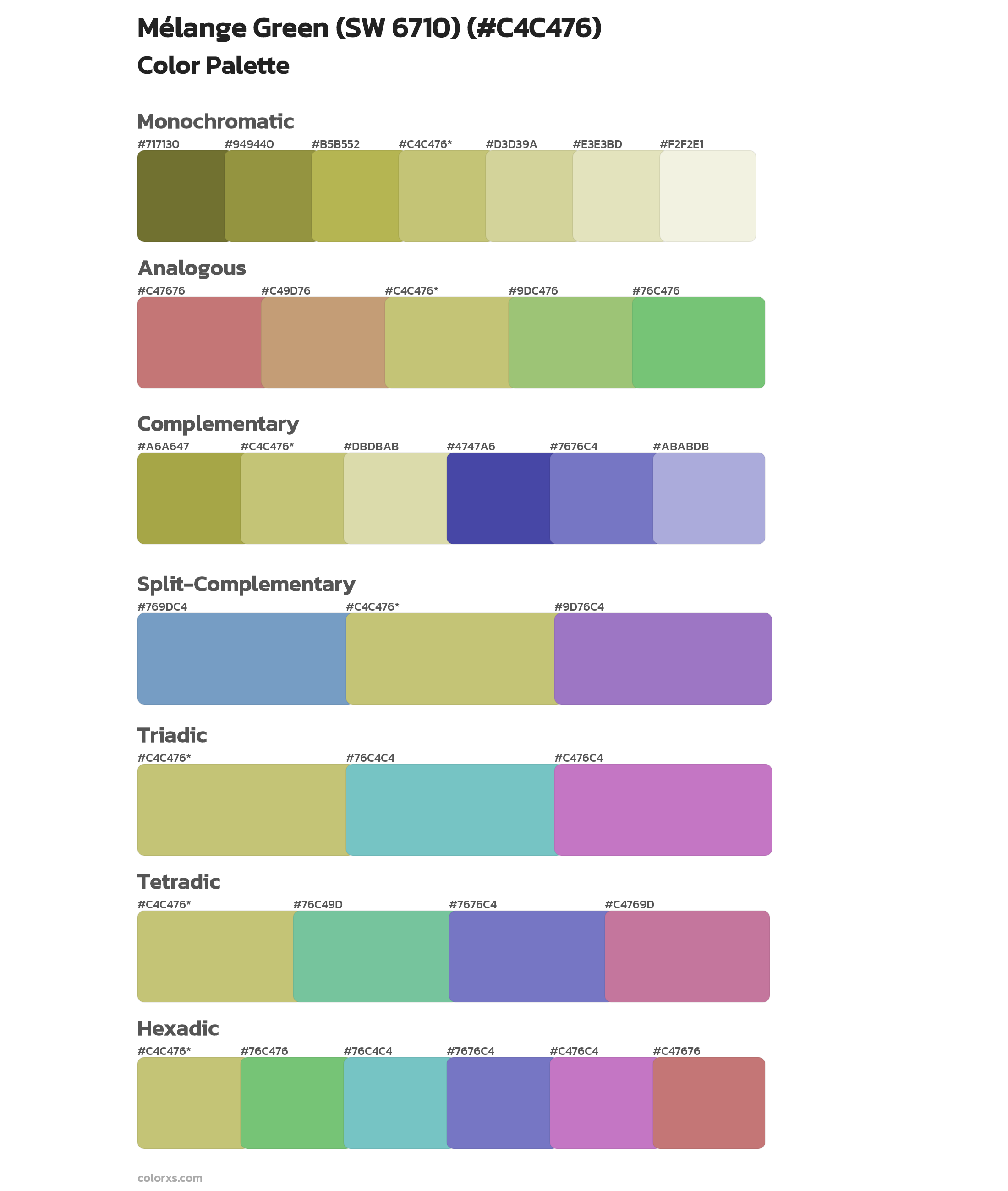 Mélange Green (SW 6710) Color Scheme Palettes