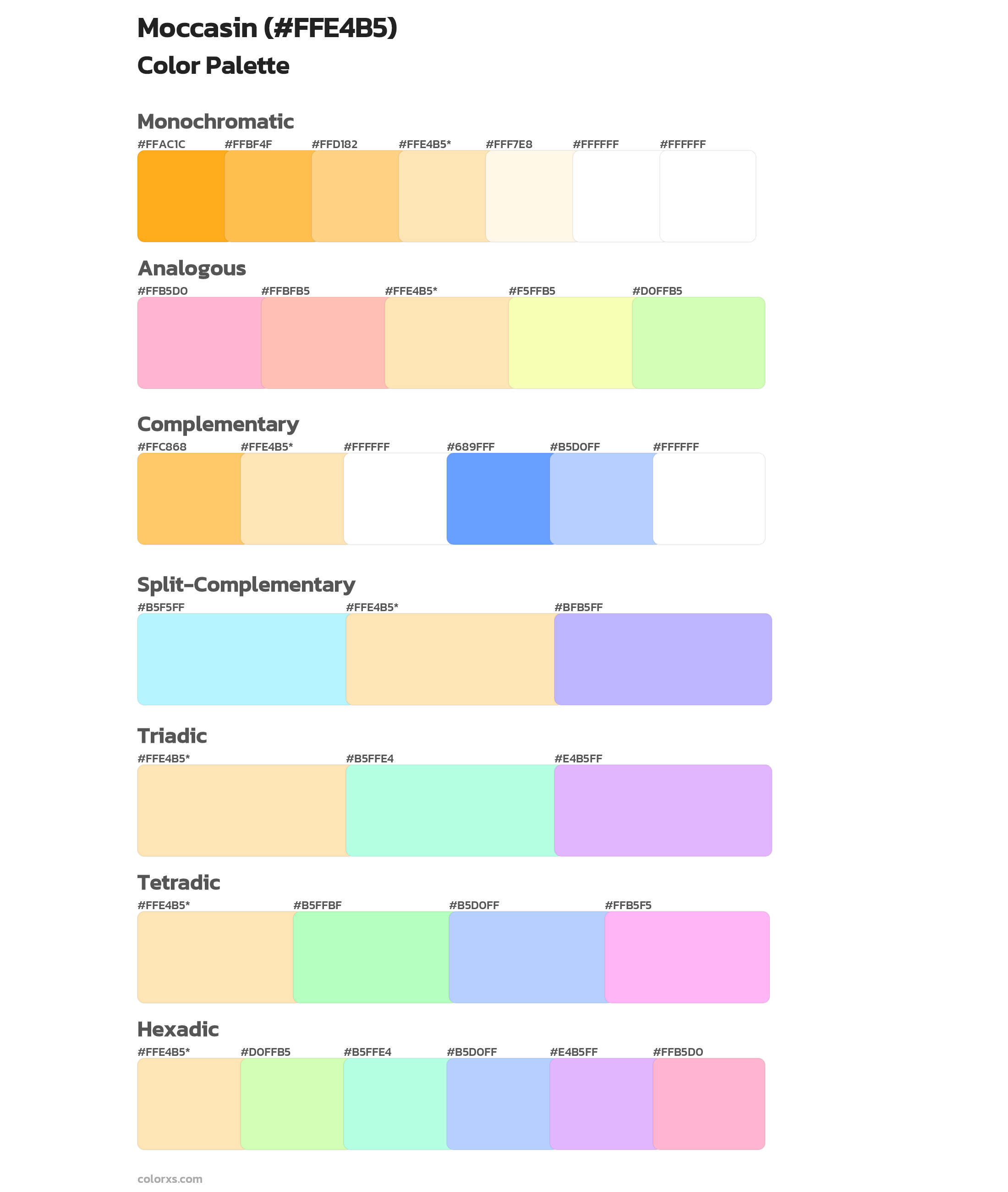 Moccasin Color Palettes And Color Scheme Combinations Colorxs