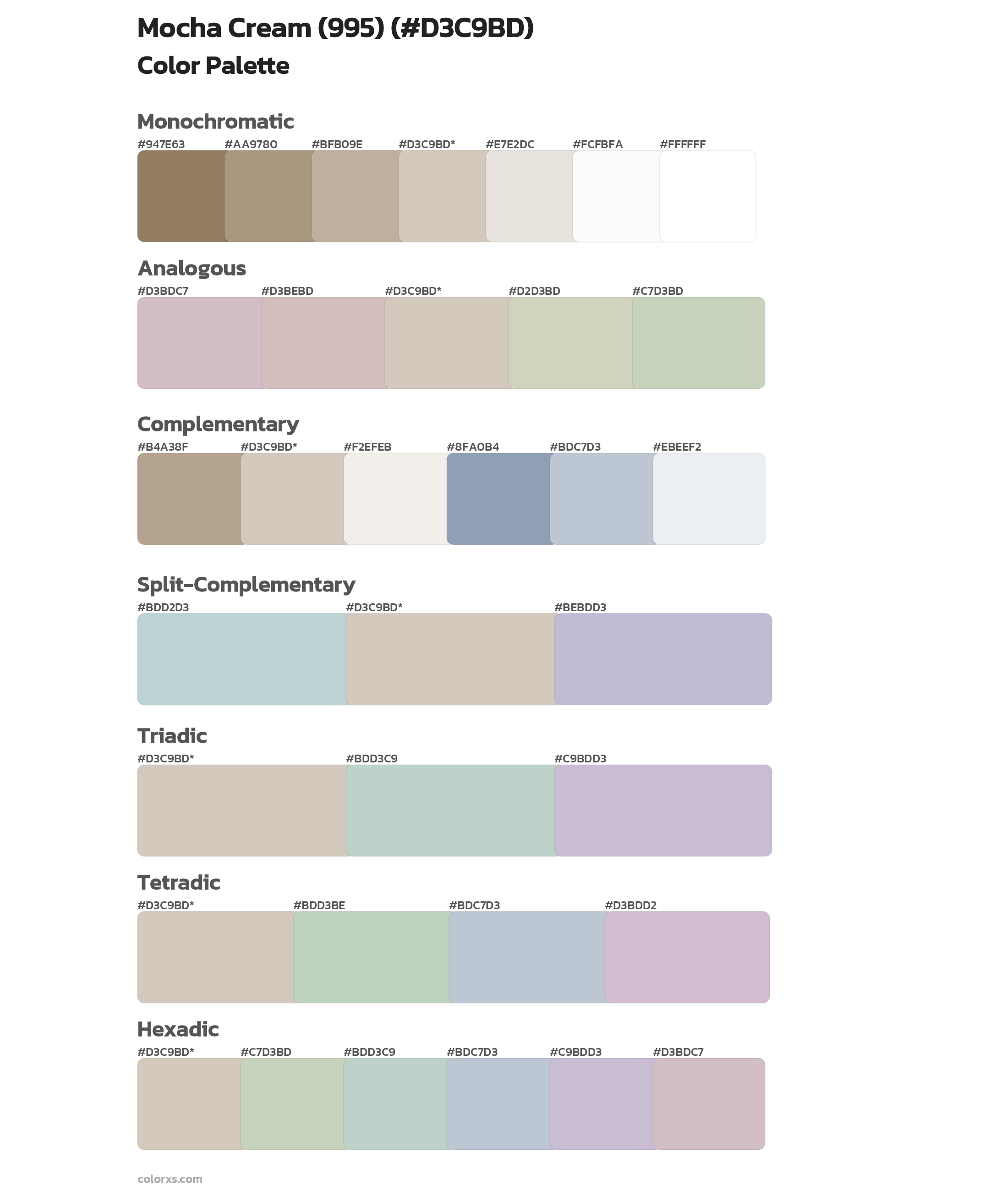 Mocha Cream (995) Color Scheme Palettes