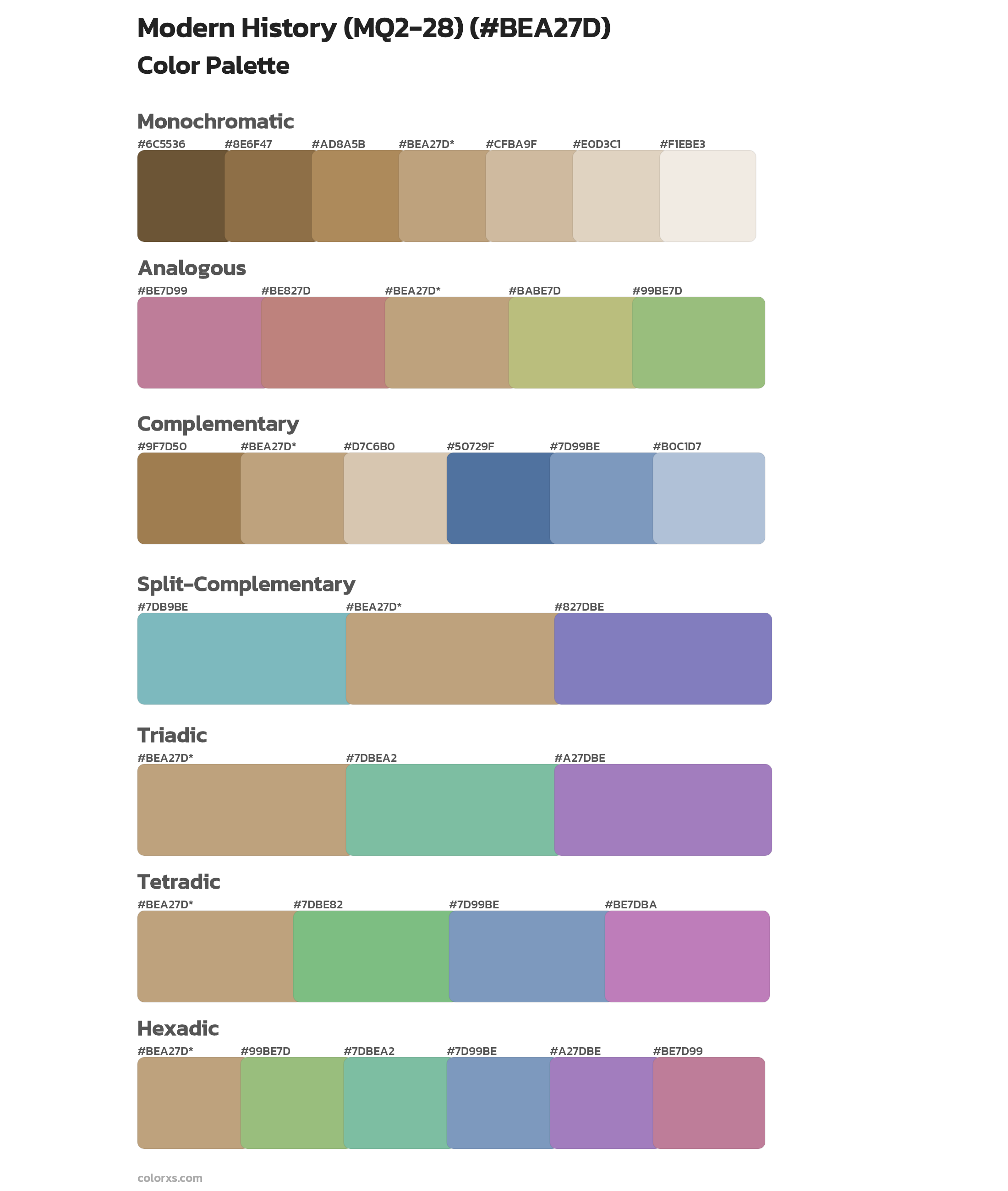 Modern History (MQ2-28) Color Scheme Palettes