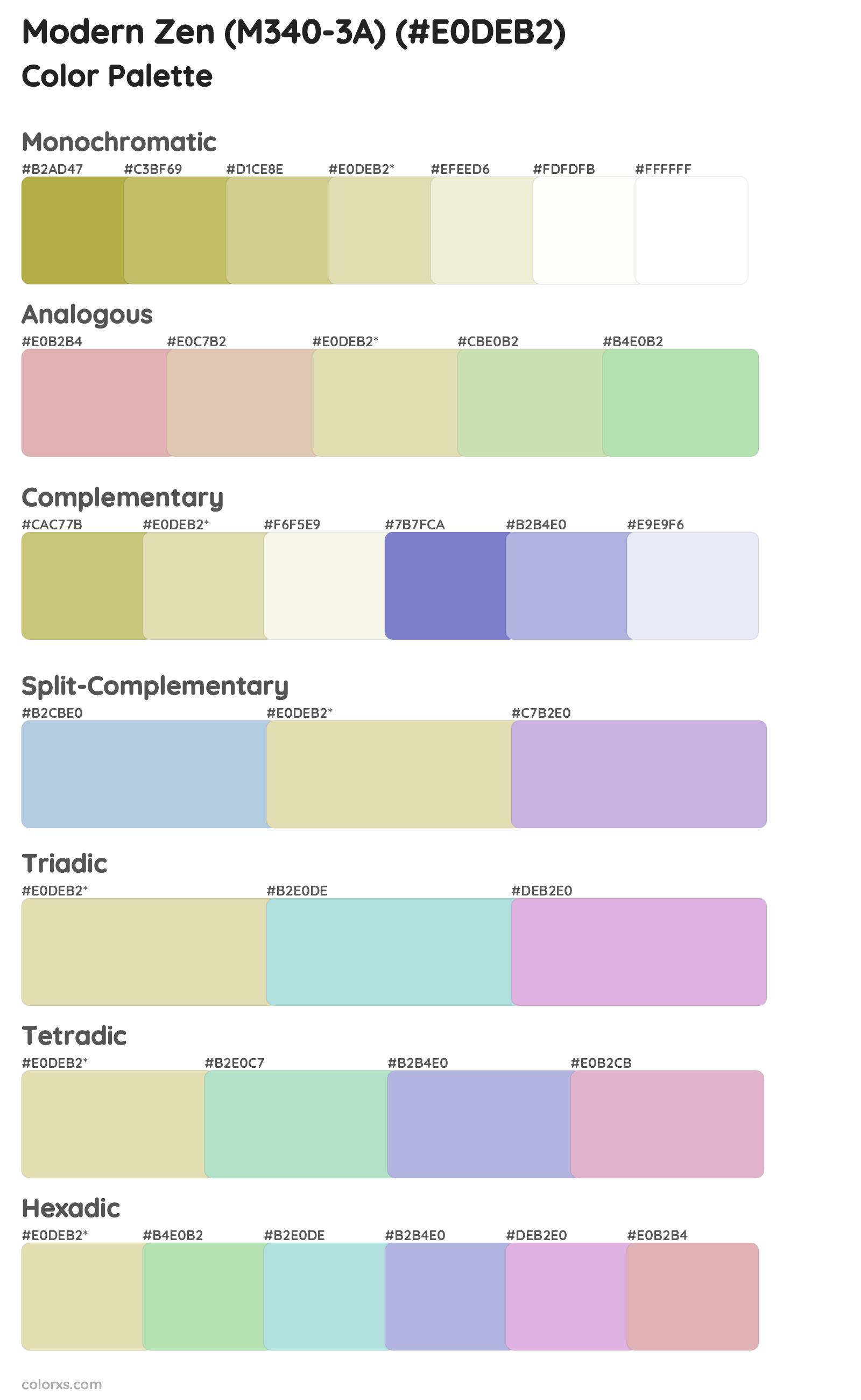 Modern Zen (M340-3A) Color Scheme Palettes