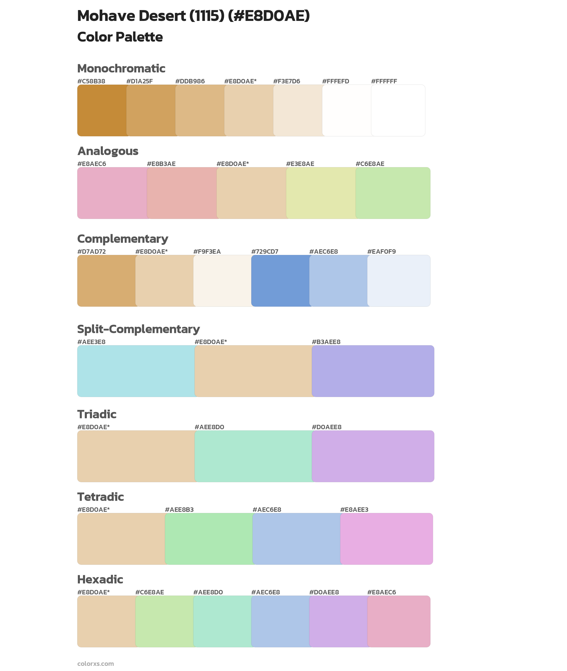 Mohave Desert (1115) Color Scheme Palettes